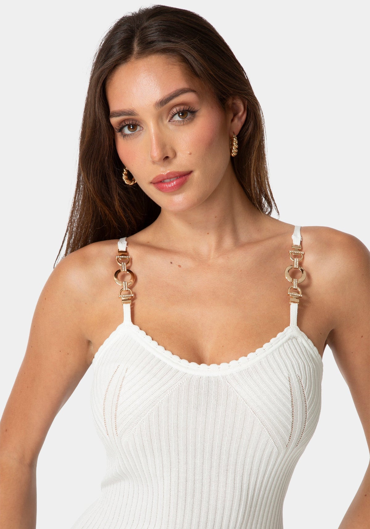 Stretch Summer Knit Top White Alyssum - bebe