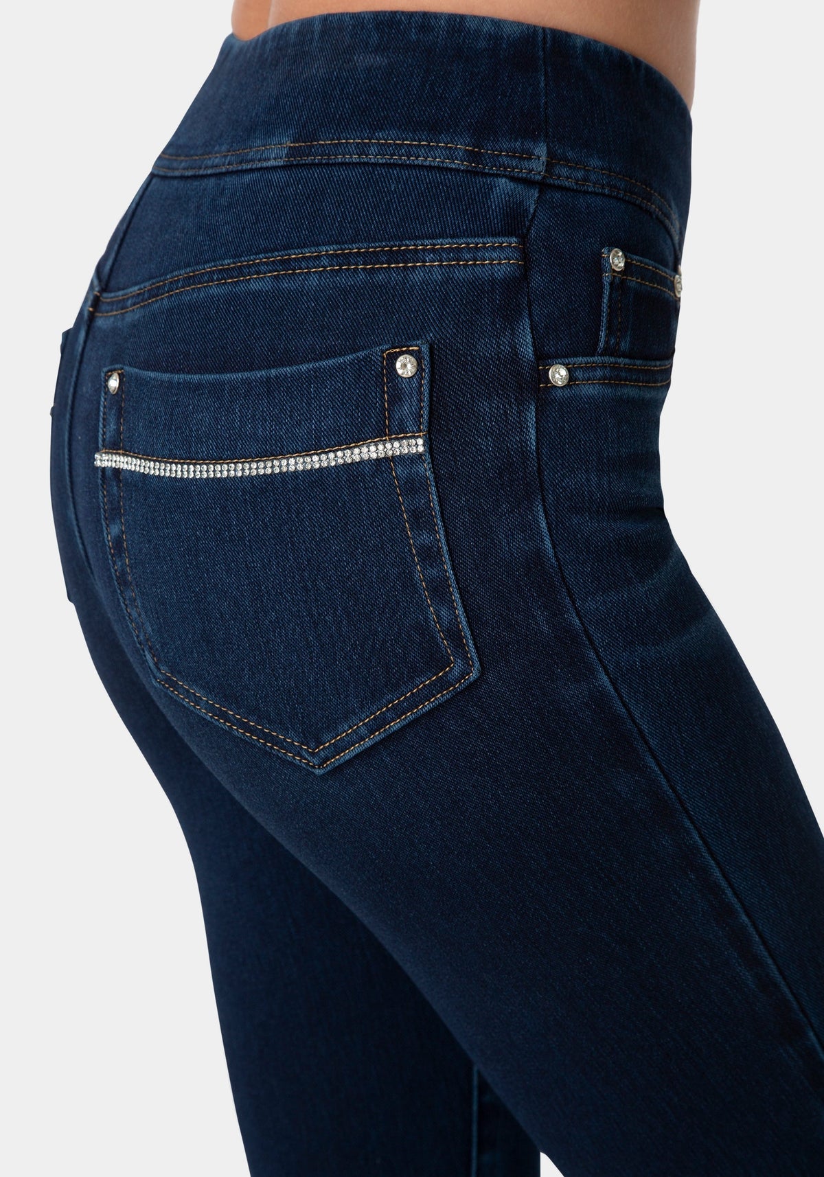 Natural Waisted Jeggings Midnight Blue Wash - bebe