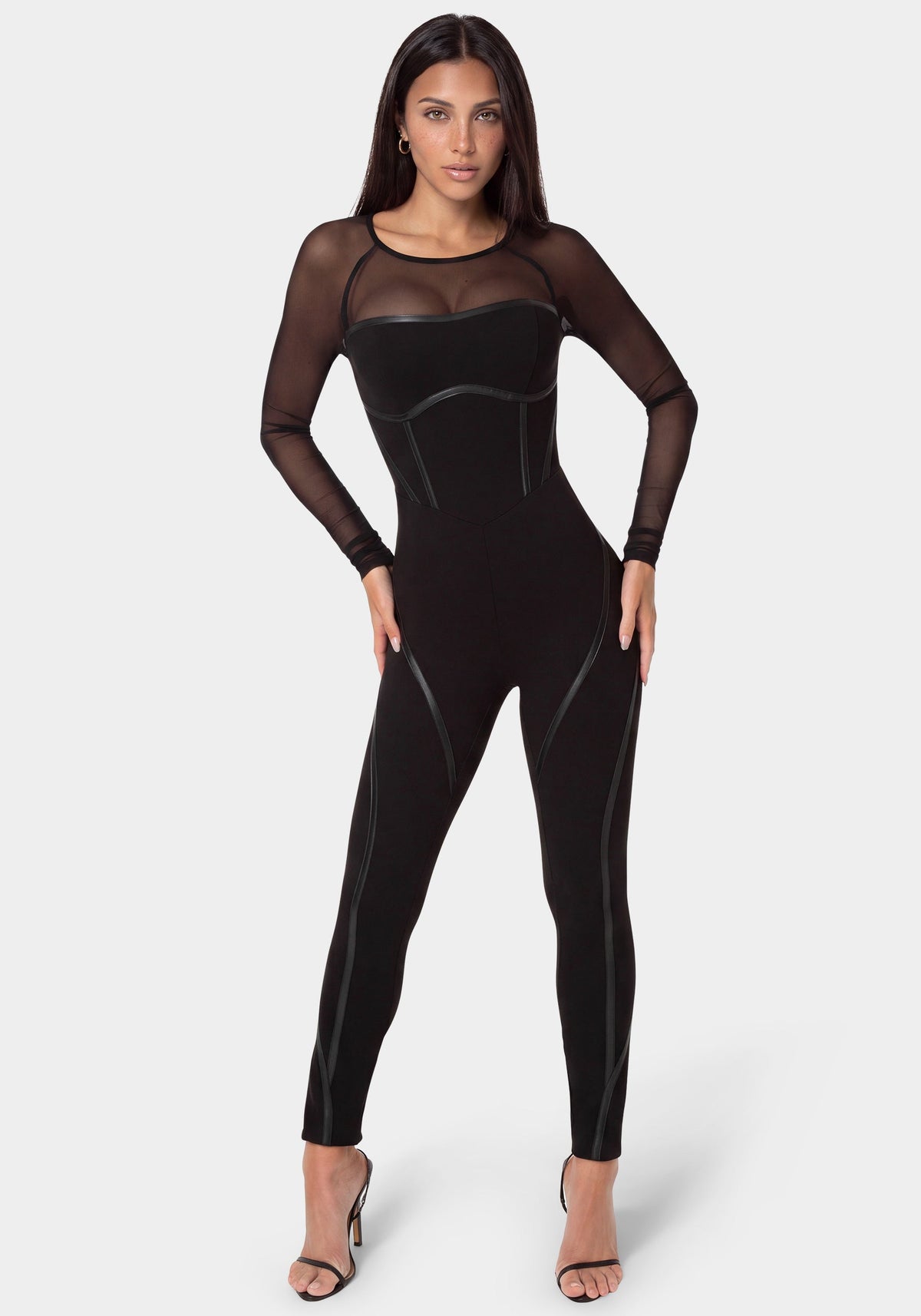 Night Out Fitted Catsuit Black - bebe
