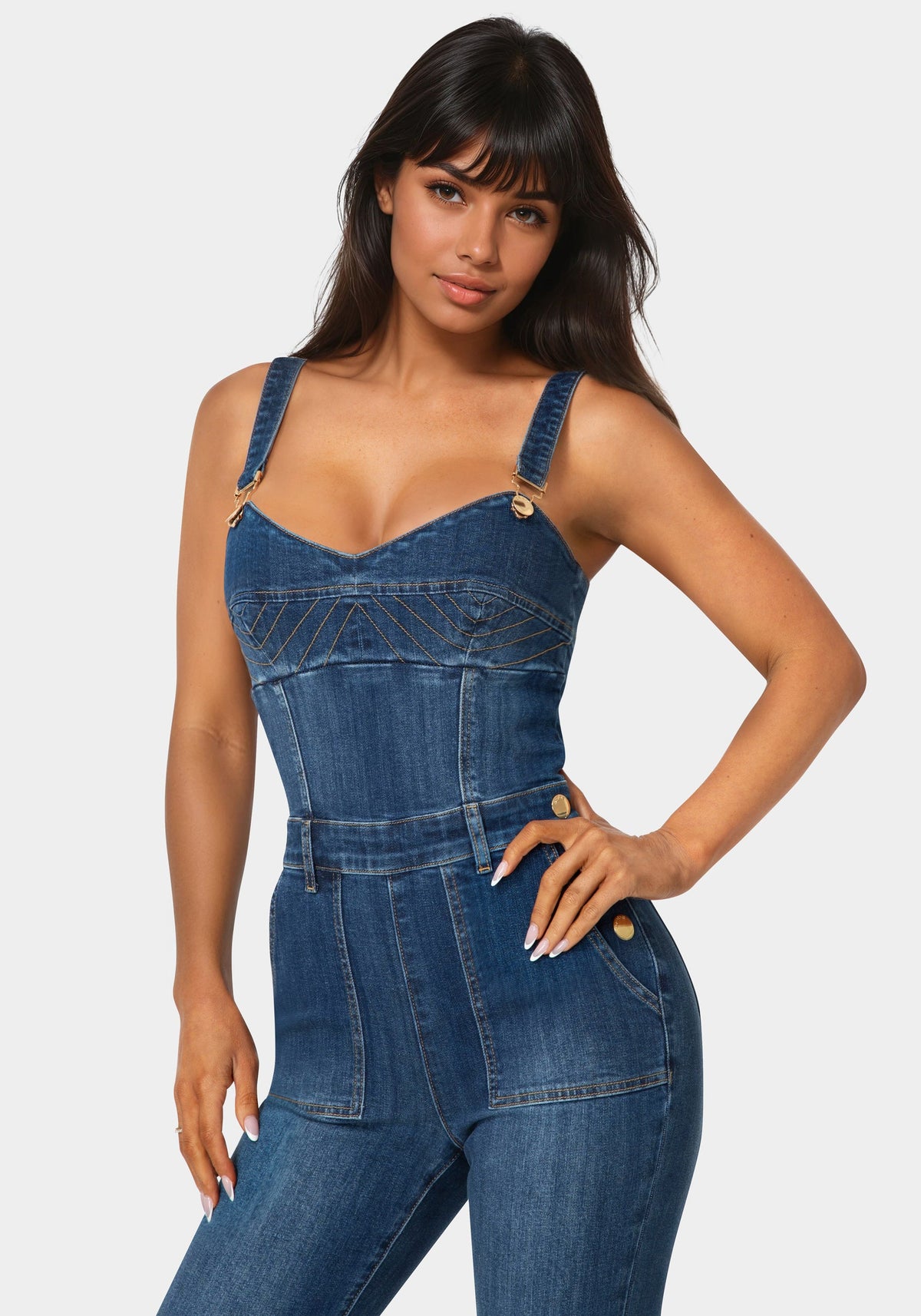 Denim Overall Jumpsuit True Blue Wash - bebe