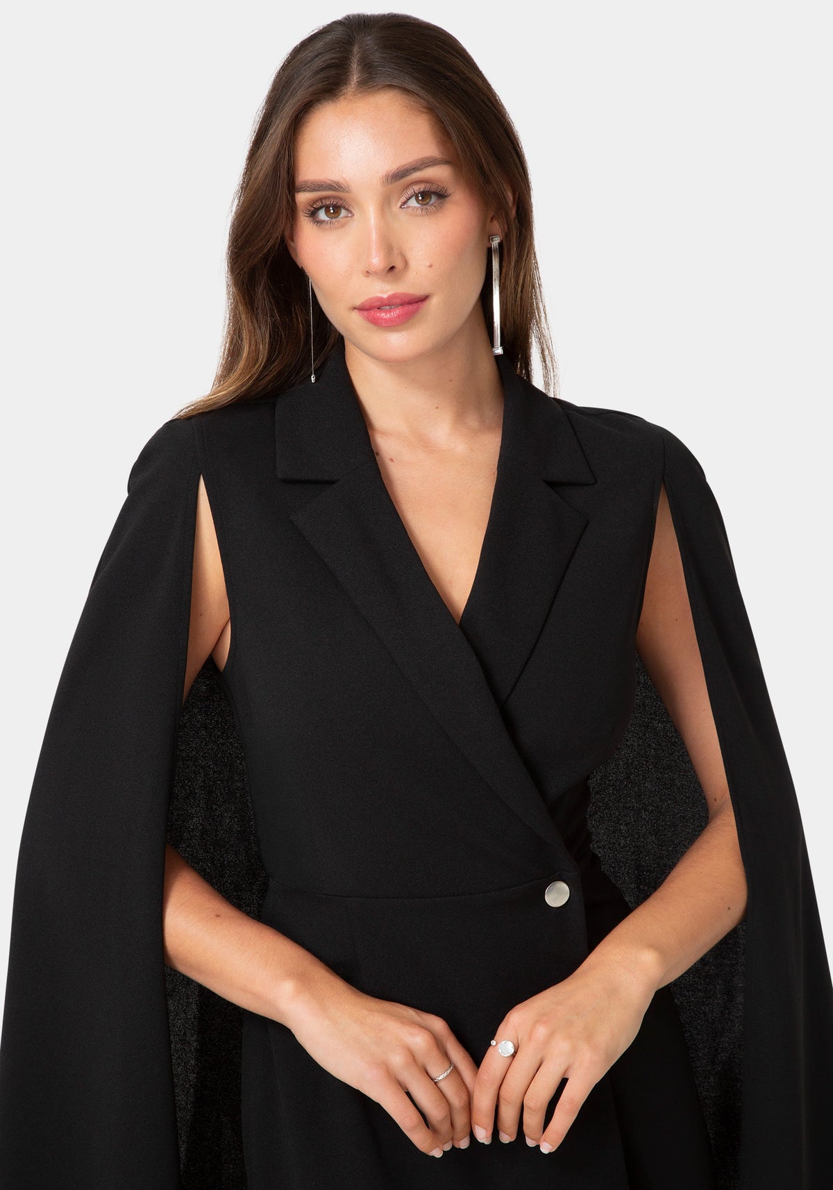 Cape Blazer Jumpsuit Black - bebe