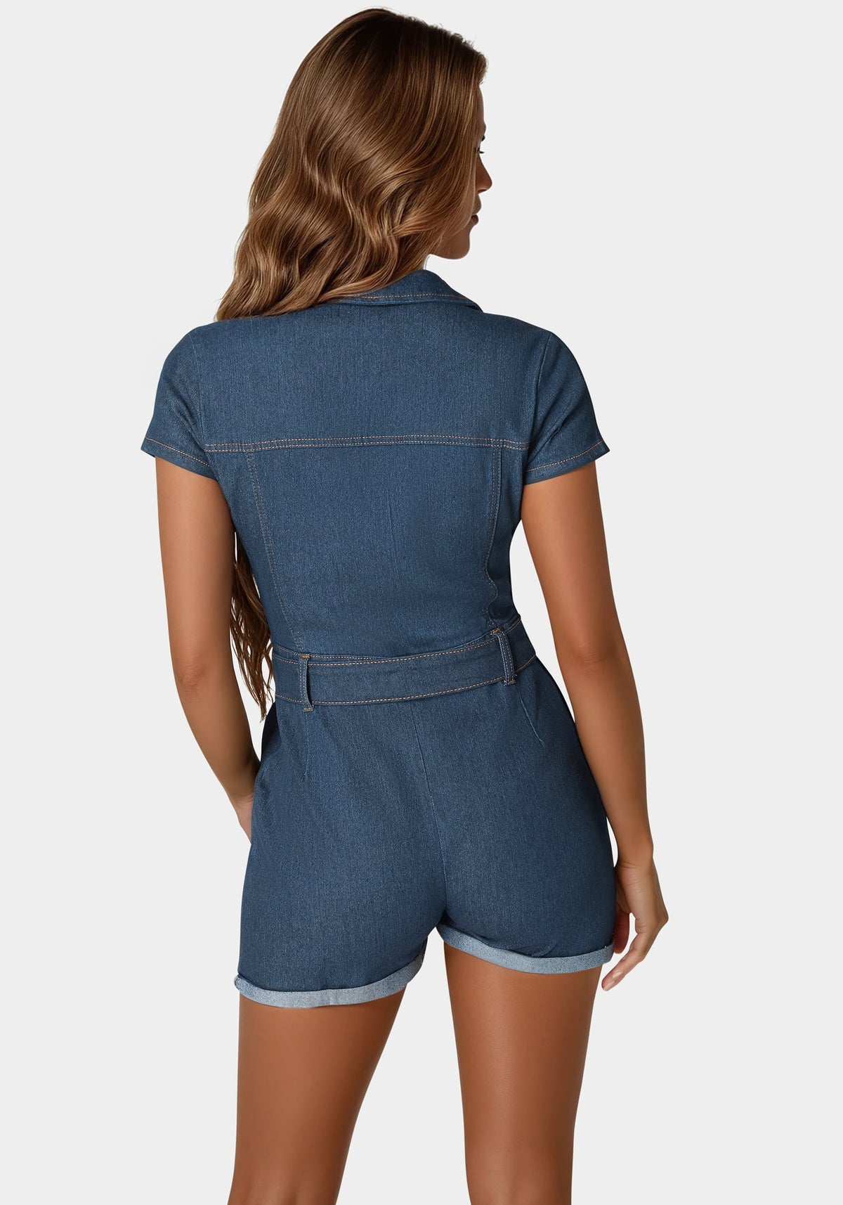 The Belted Romper Indigo Wash - bebe