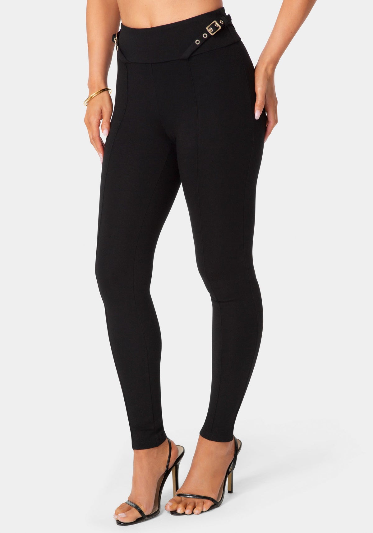 High Waist Belted Legging Black - bebe