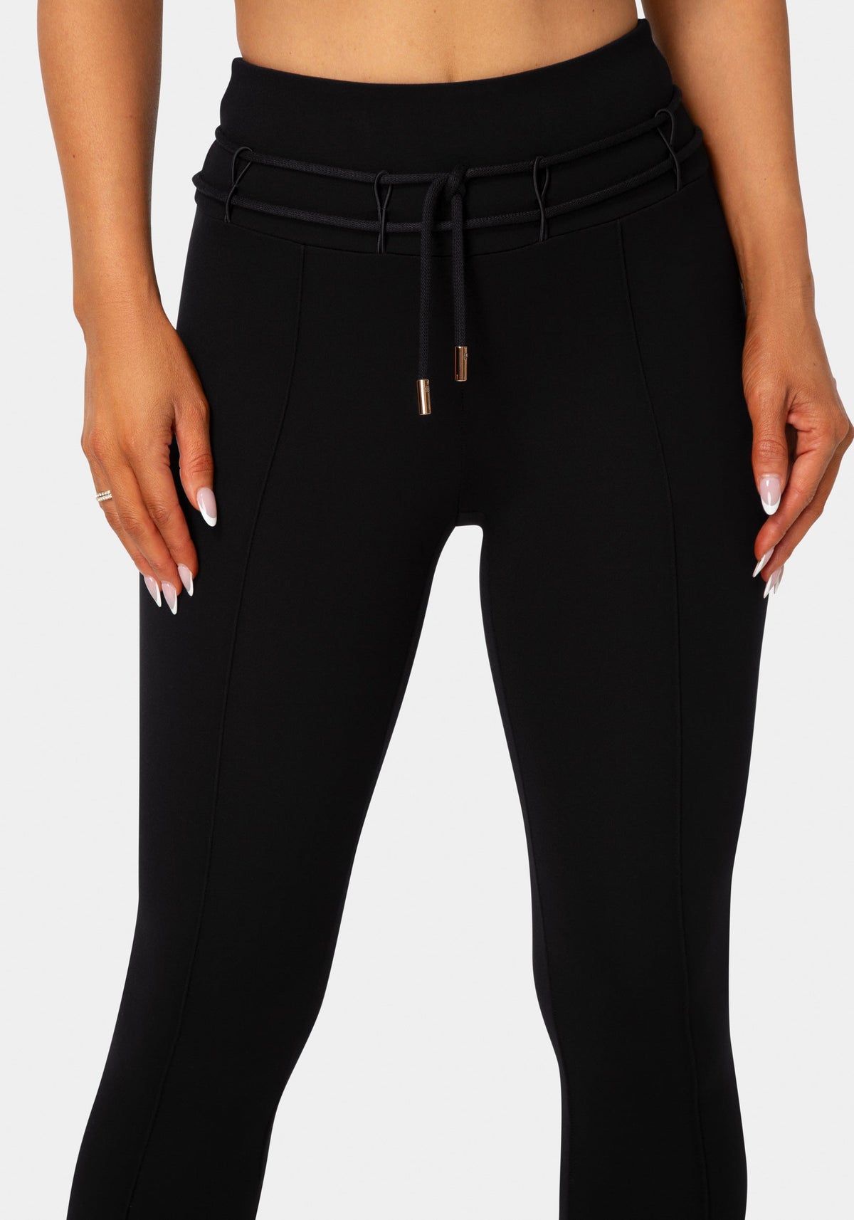 High Waist Thin Belts Legging Black - bebe