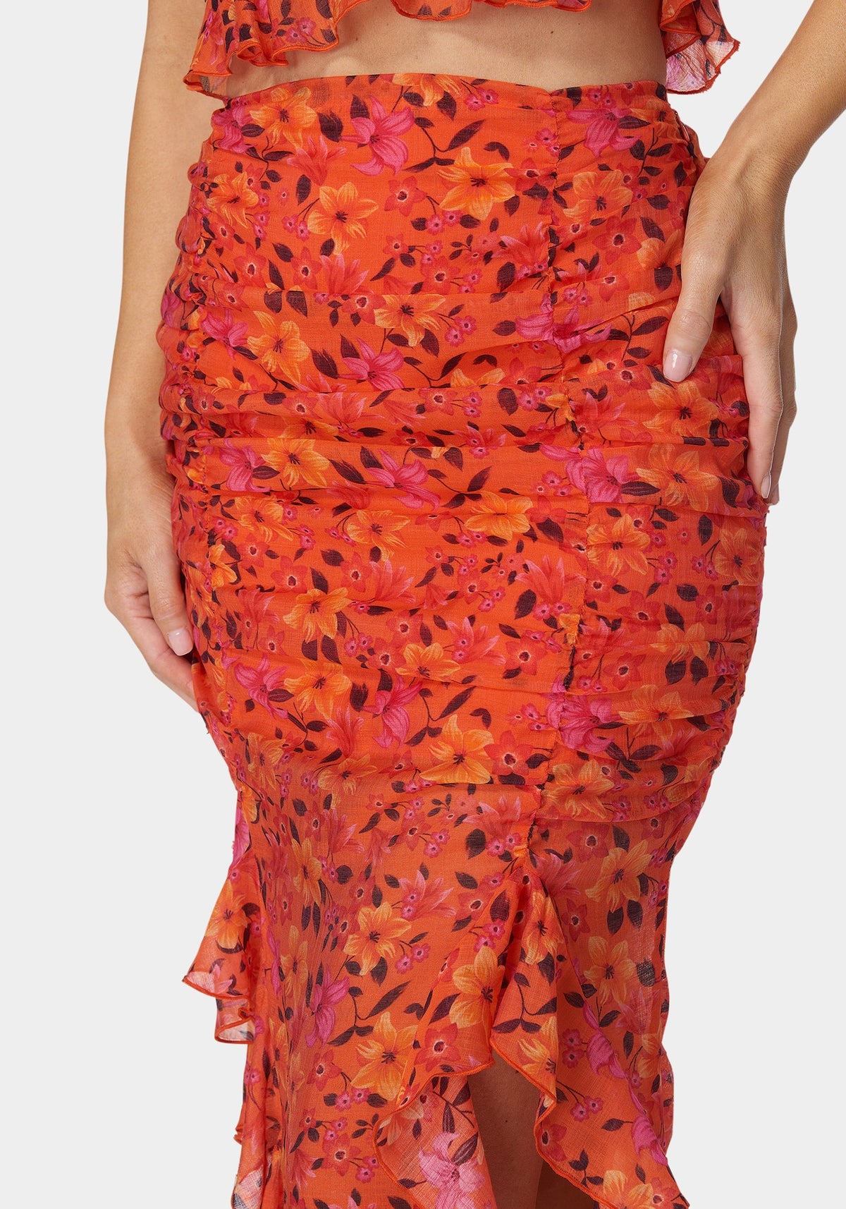 Ruffle Fringe Skirt Vibrant Desert Flowers - bebe