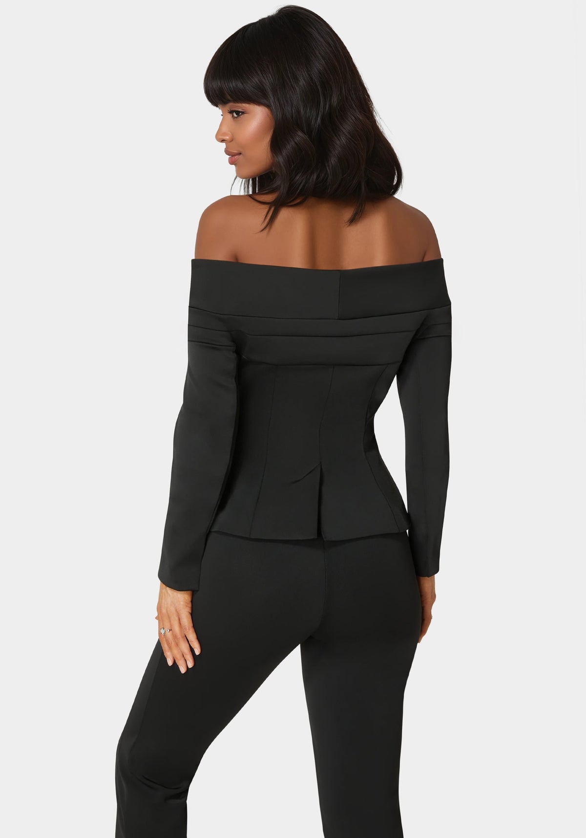 Tailored Off Shoulder Blazer Black - bebe