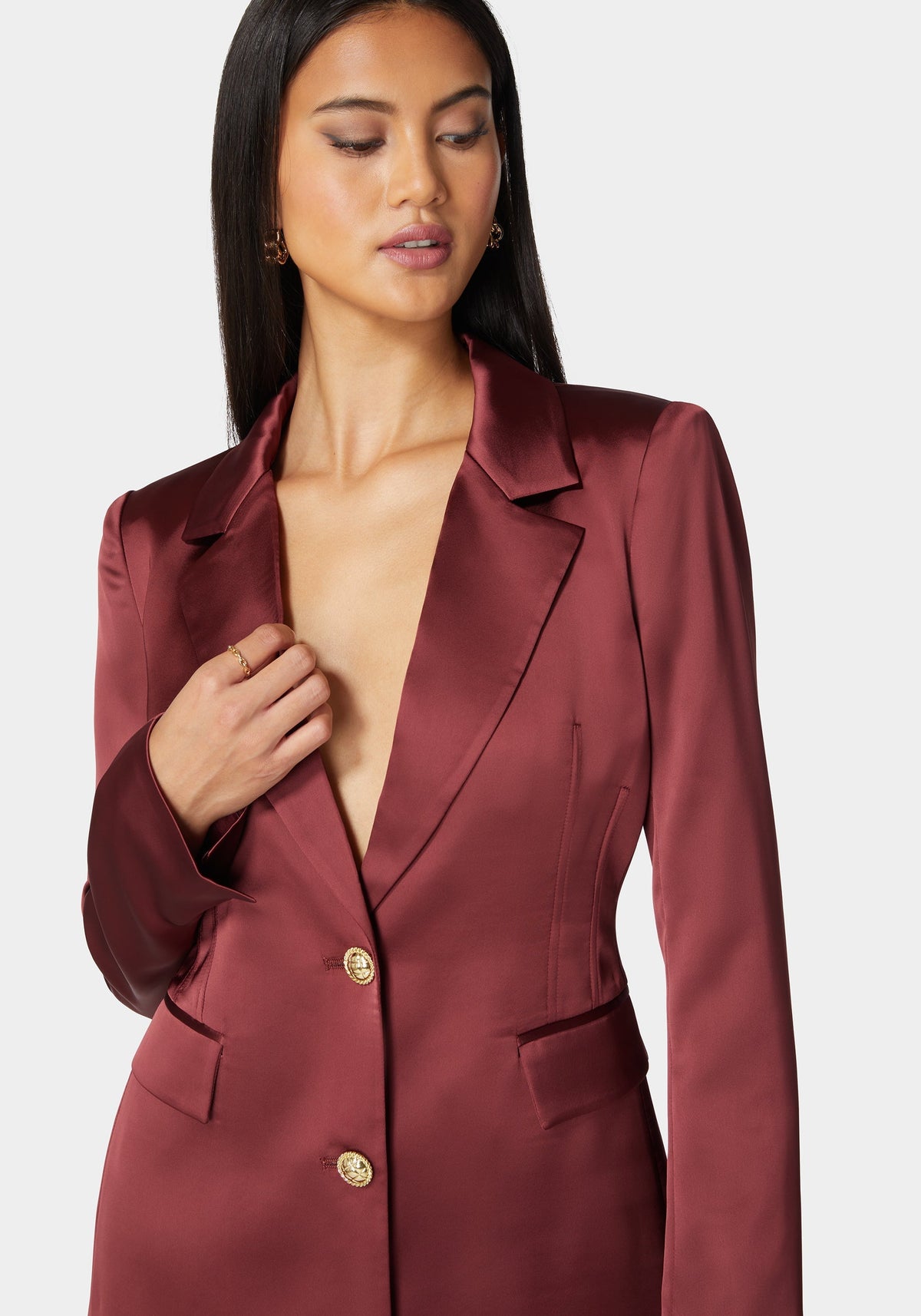 Tailored Satin Blazer Astro Dust - bebe