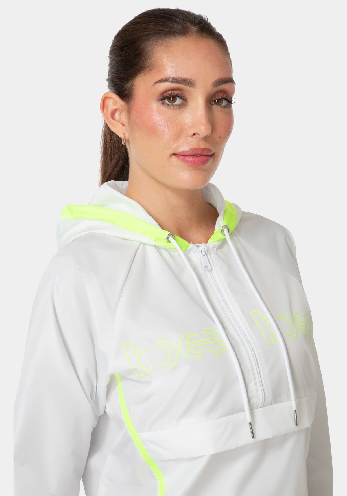 Bebe Half Zip Packable Woven Jacket White - bebe