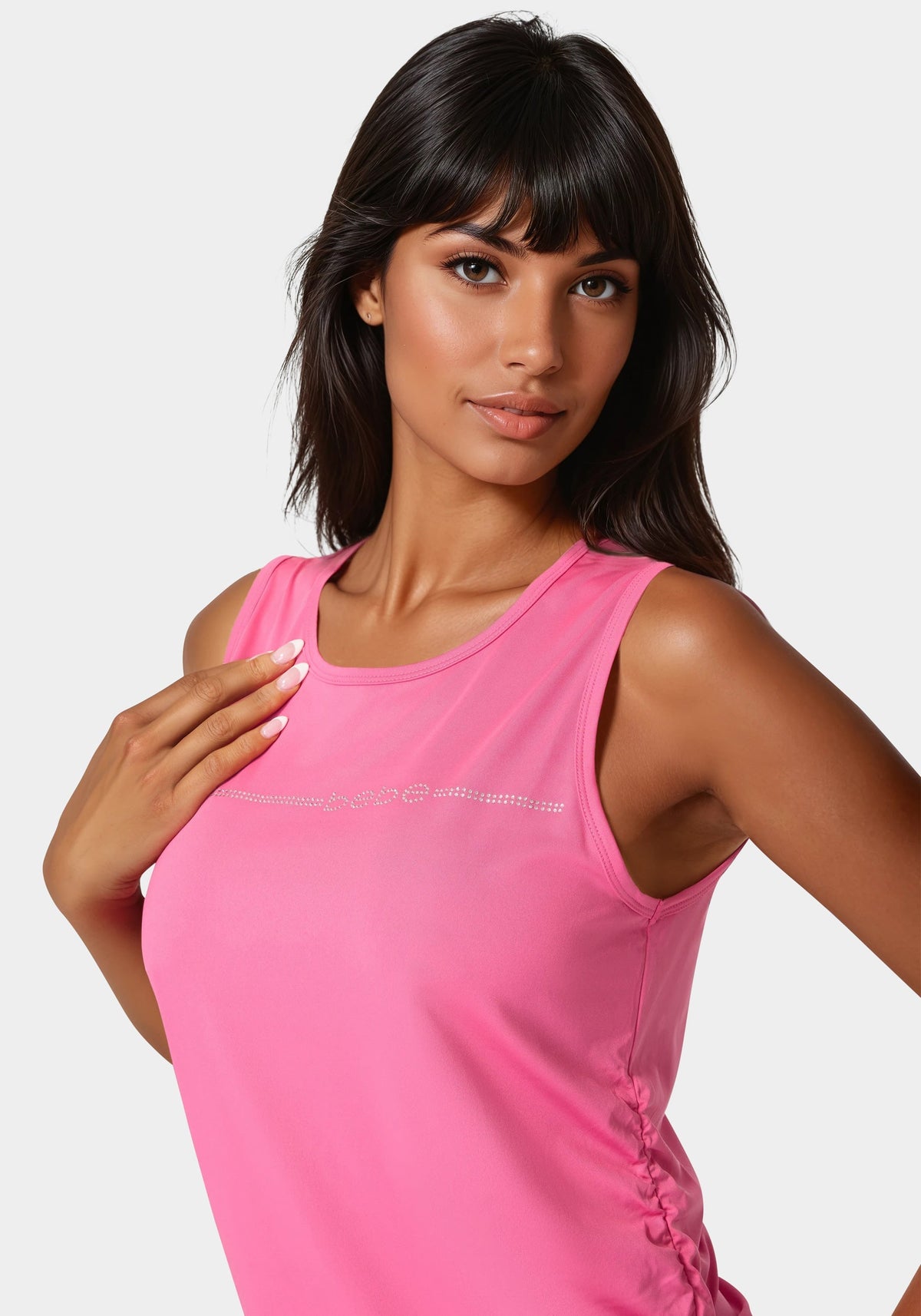 Ruched Side Tank Hot Pink - bebe