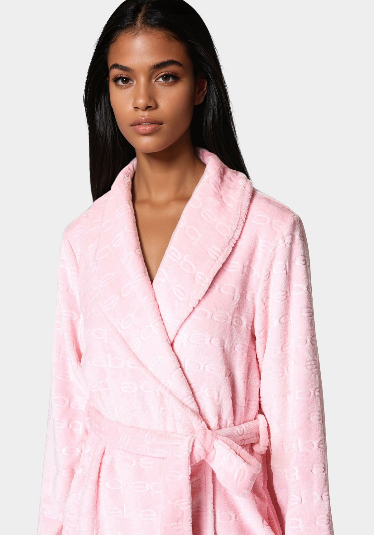 Debossed Plush Robe Rose Shadow - bebe