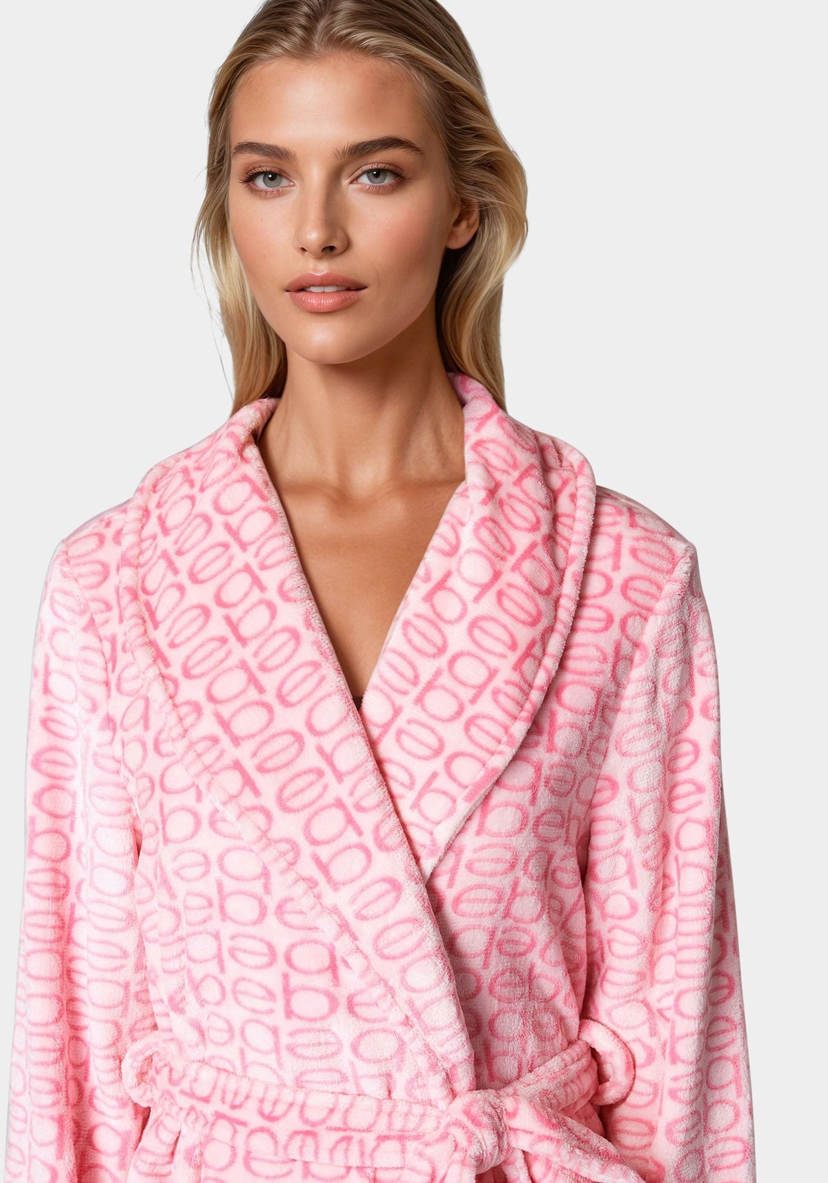 Printed Plush Robe Rose Shadow - bebe