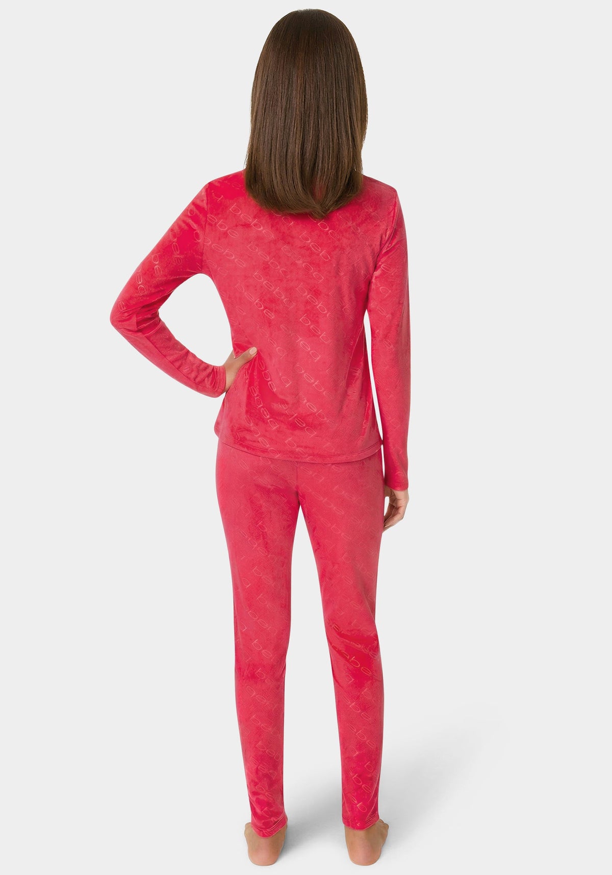 2pc Velour Bebe Louge Sleep Base Layer Set Crimson - bebe