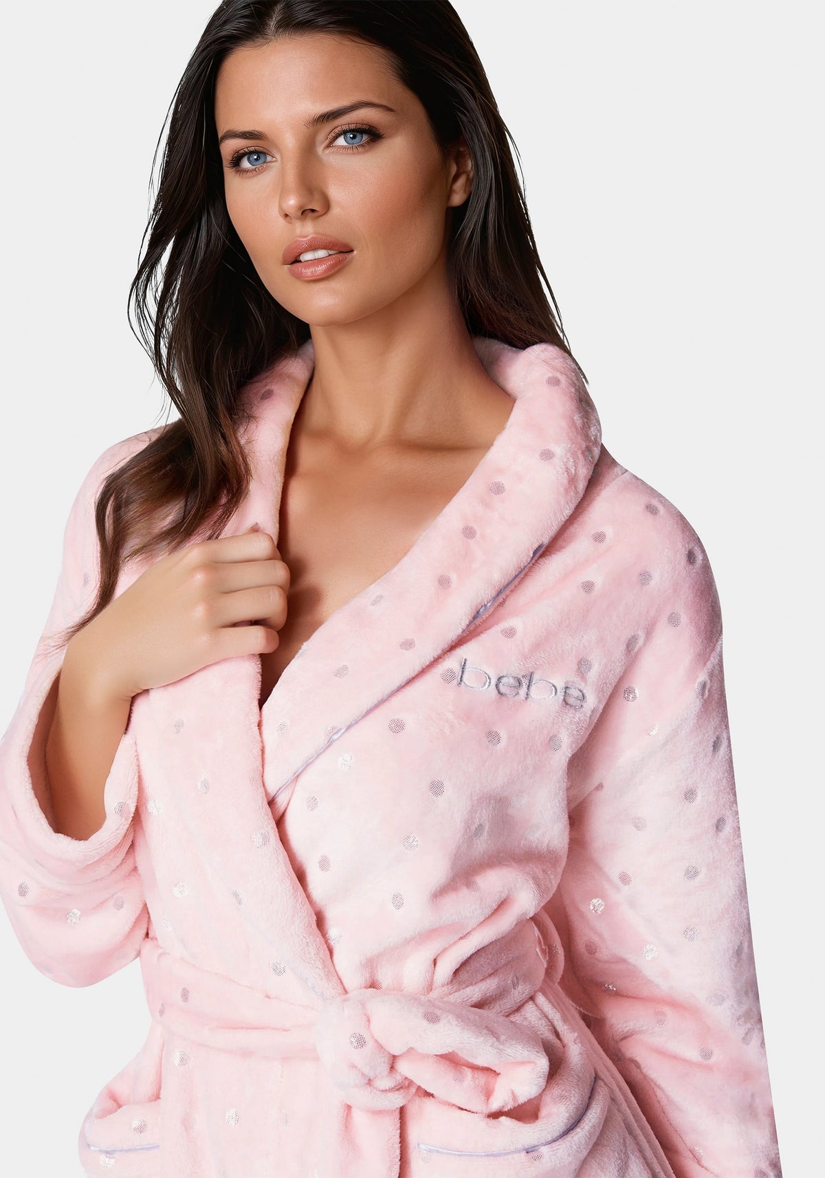 Sliver Foil Plush Robe Light Pink - bebe