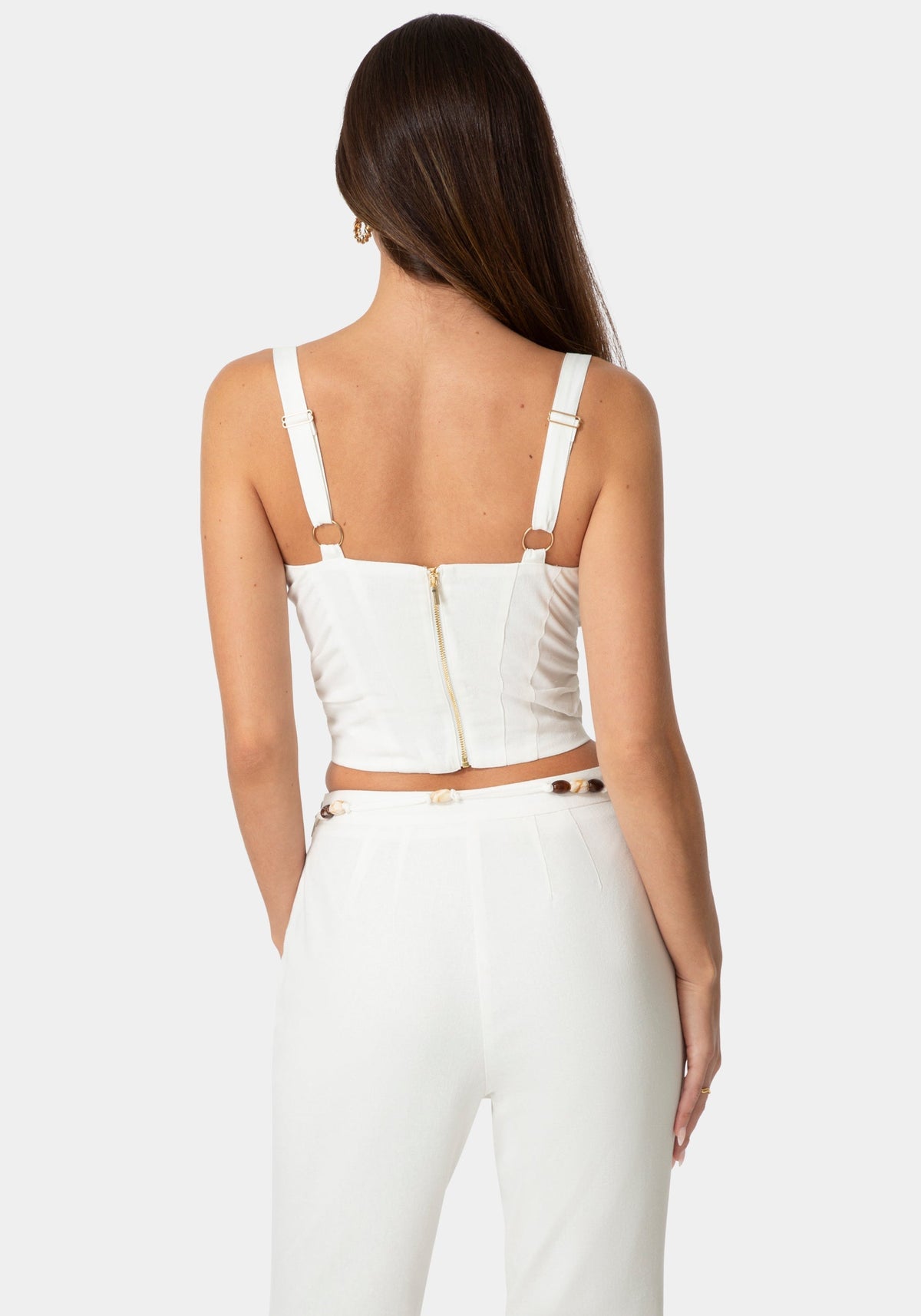 Fitted Linen Bustier White Alyssum - bebe