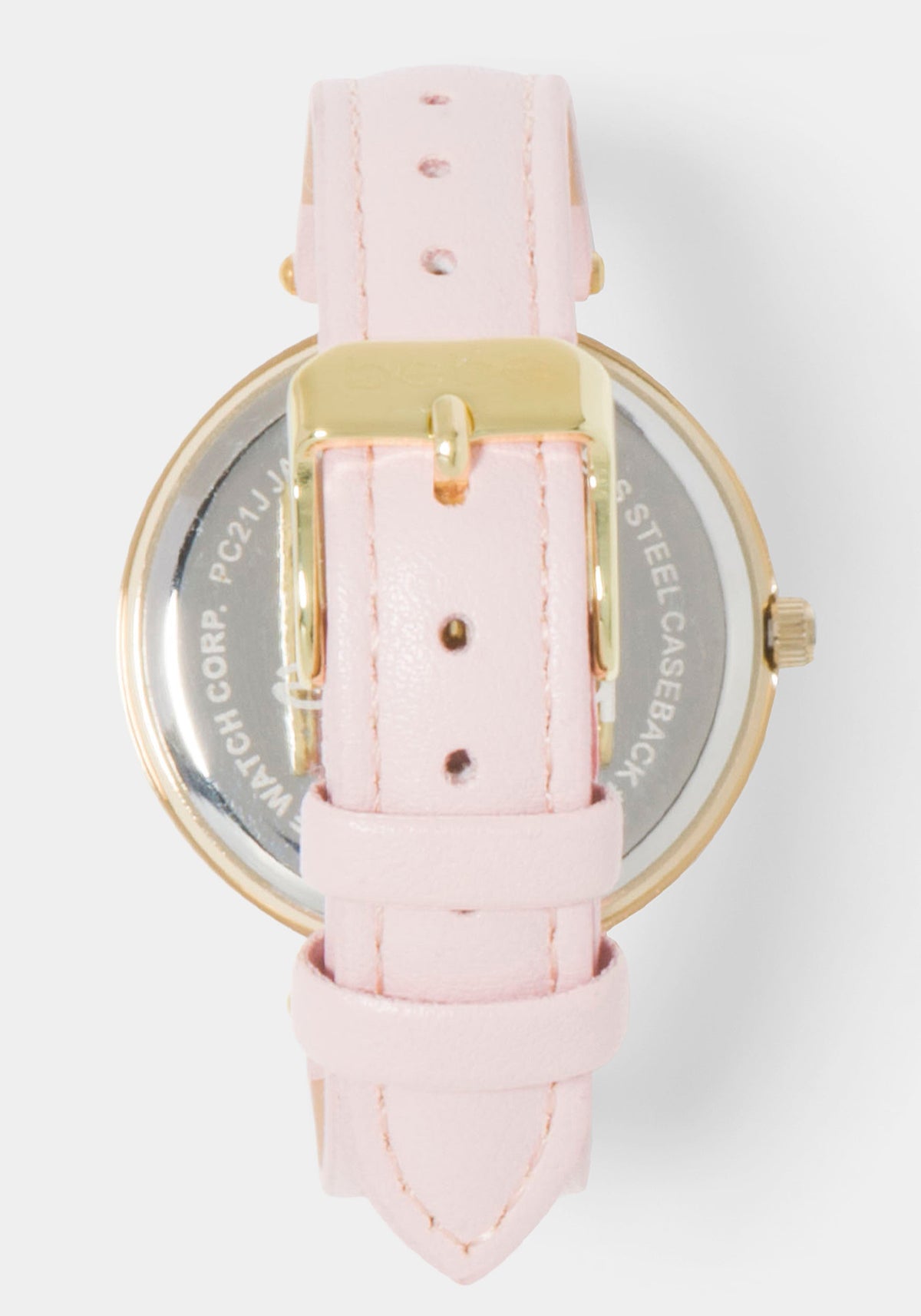 Baby Pink Strap Watch With Crystal Bezel Baby Pink - bebe