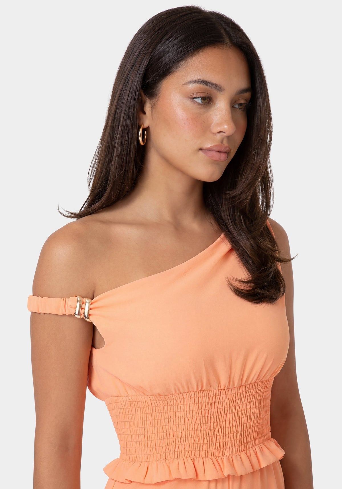 Off Shoulder Wide Leg Jumpsuit Papaya Punch - bebe