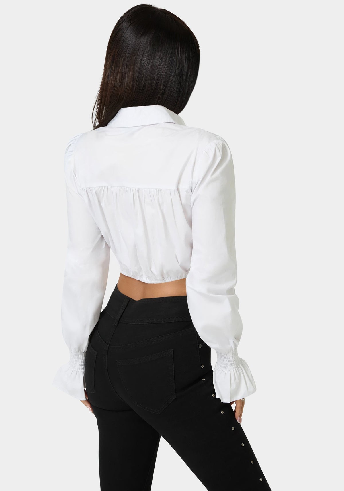 Poplin Denim Top White Alyssum/Med Blue - bebe