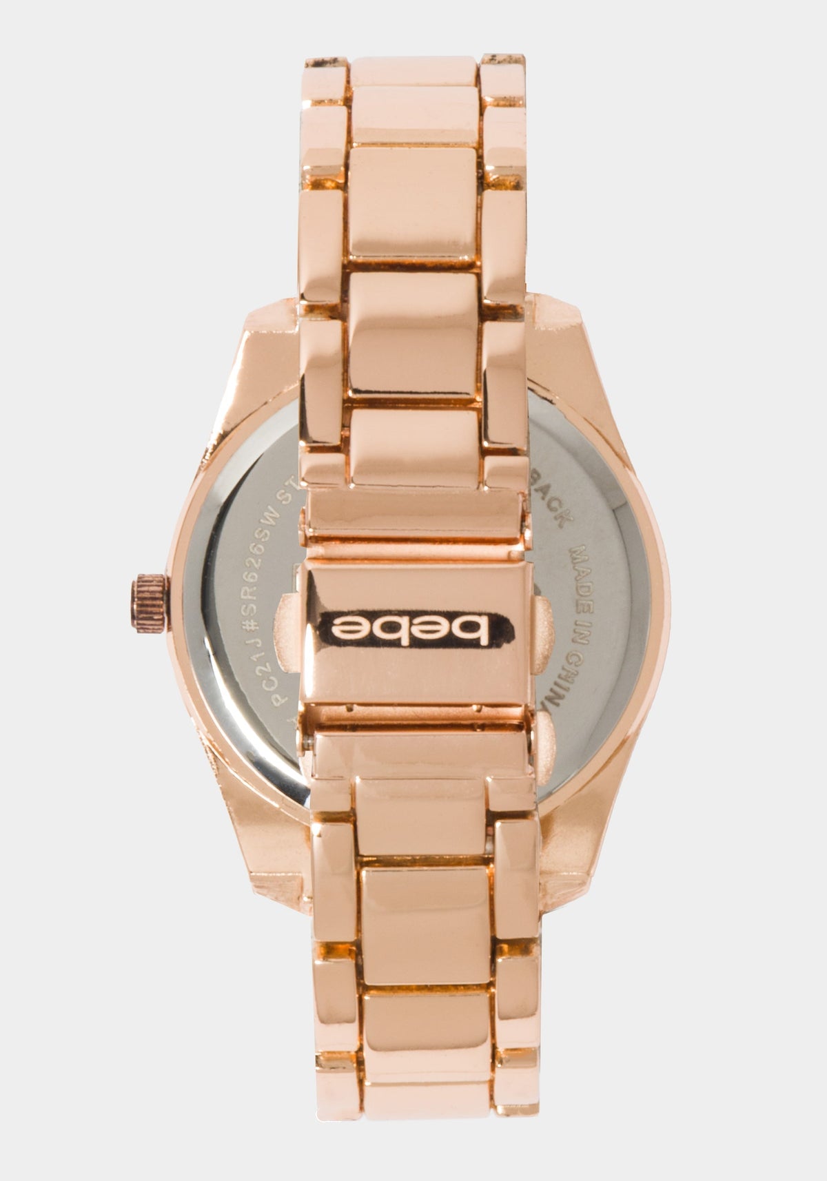 Rose Dial Crystal Bezel Watch Rose Gold - bebe