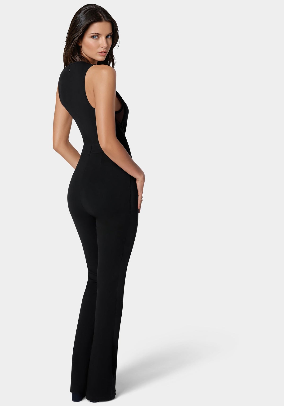 Knit Illusion Jumpsuit Black - bebe