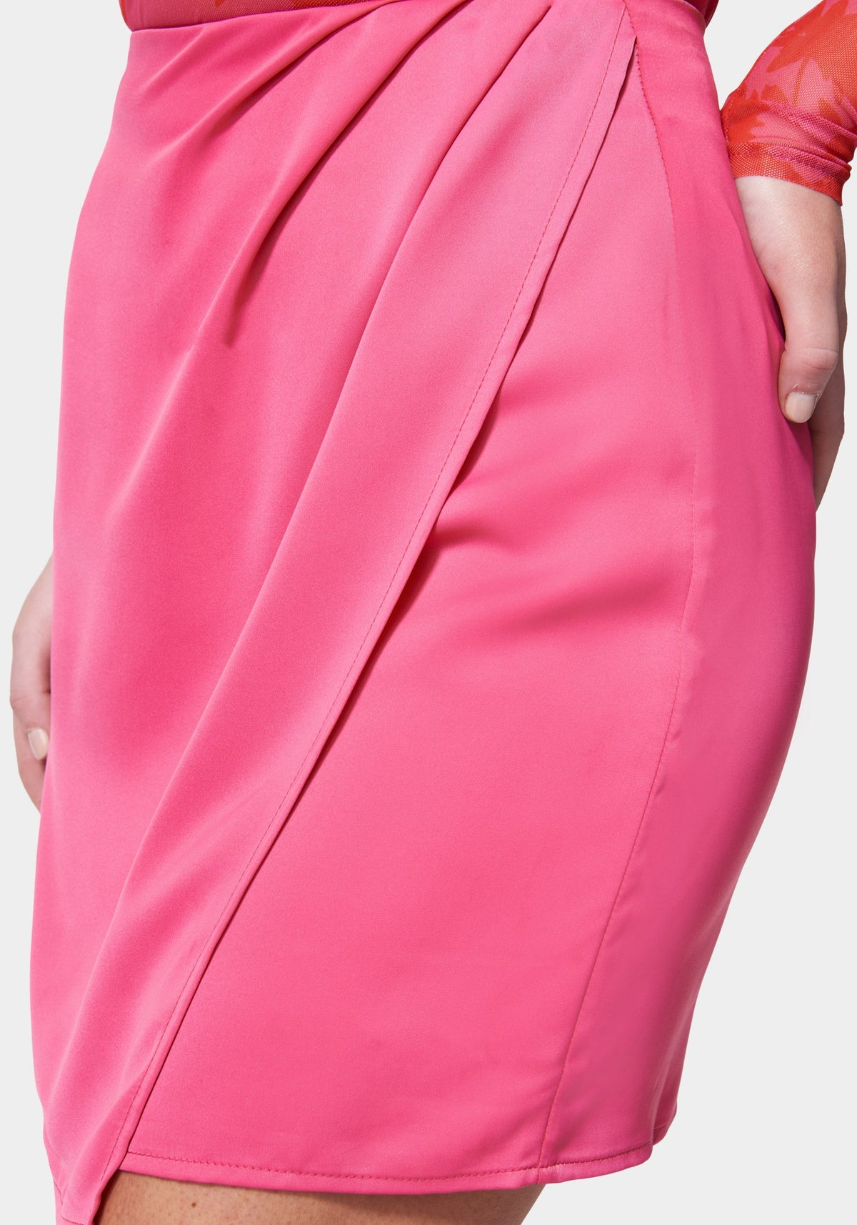 Satin Wrap Skirt Fuchsia - bebe
