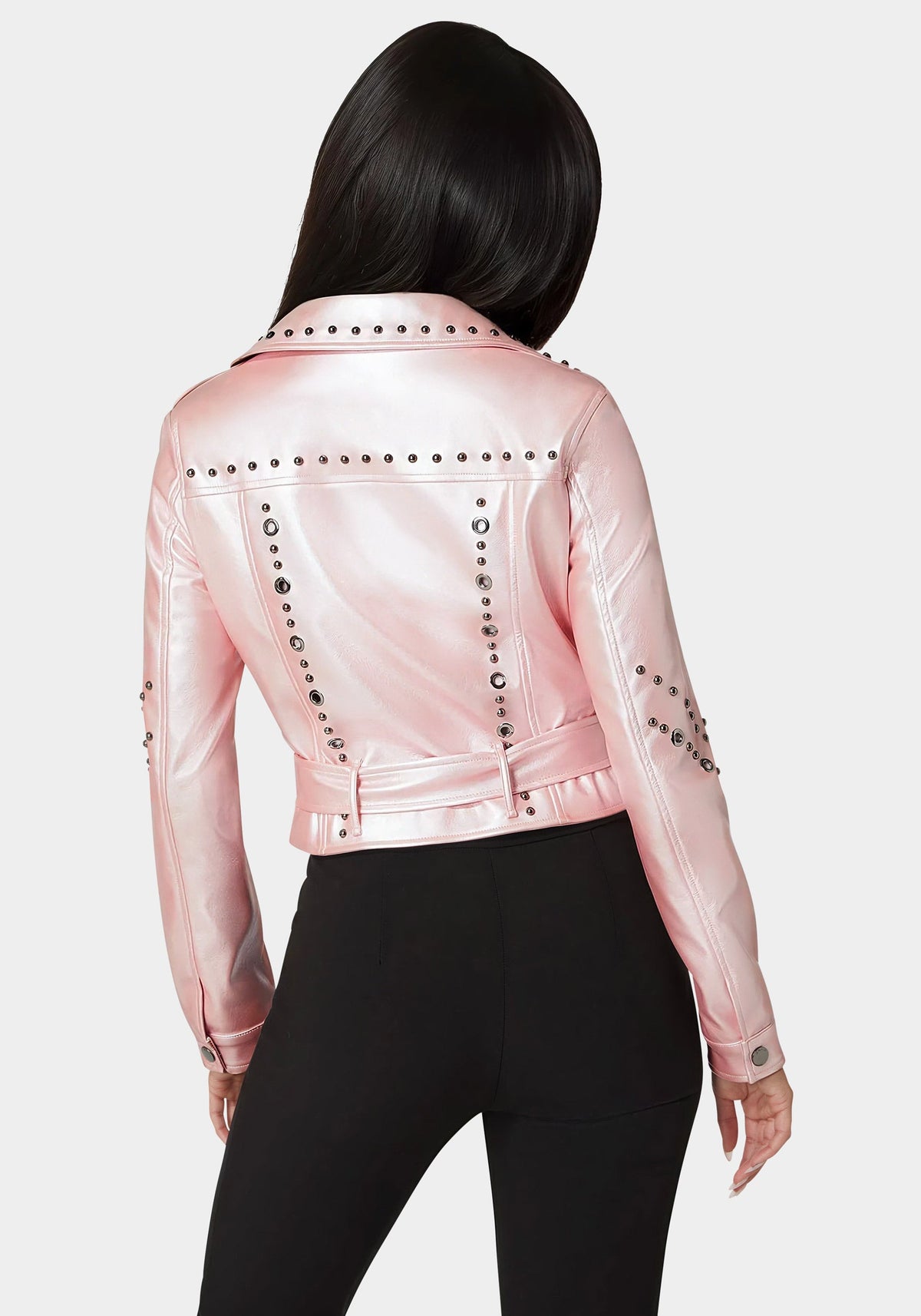 Studded Vegan Leather Moto Jacket Mary's Rose - bebe Mary'S Rose - bebe