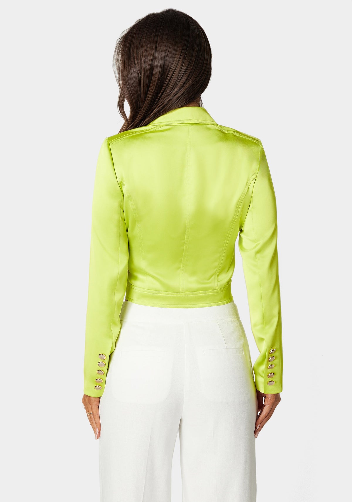 Tailored Satin Jacket Cyber Lime - bebe