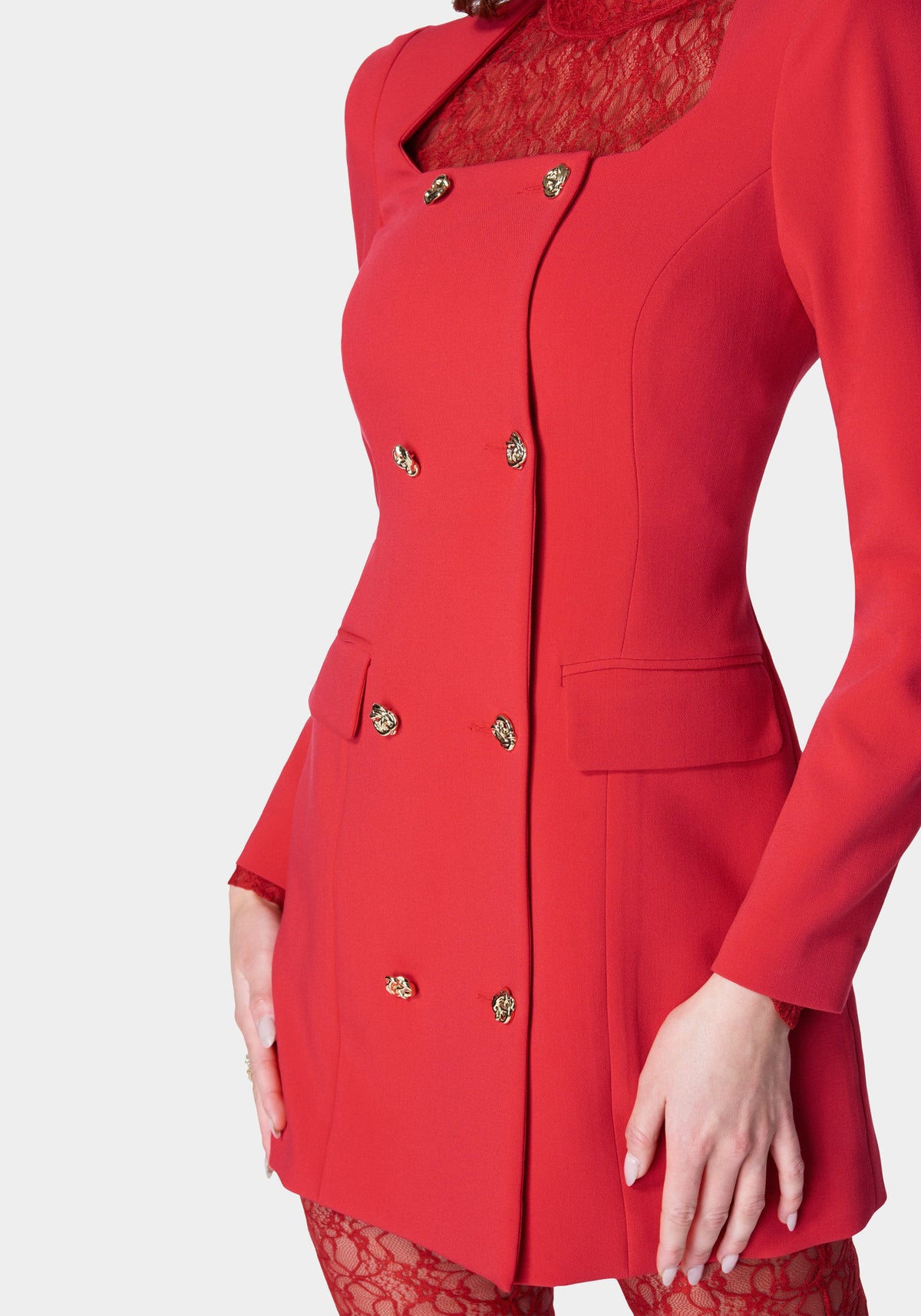 Open Neck Tailored Blazer Salsa - bebe Salsa - bebe