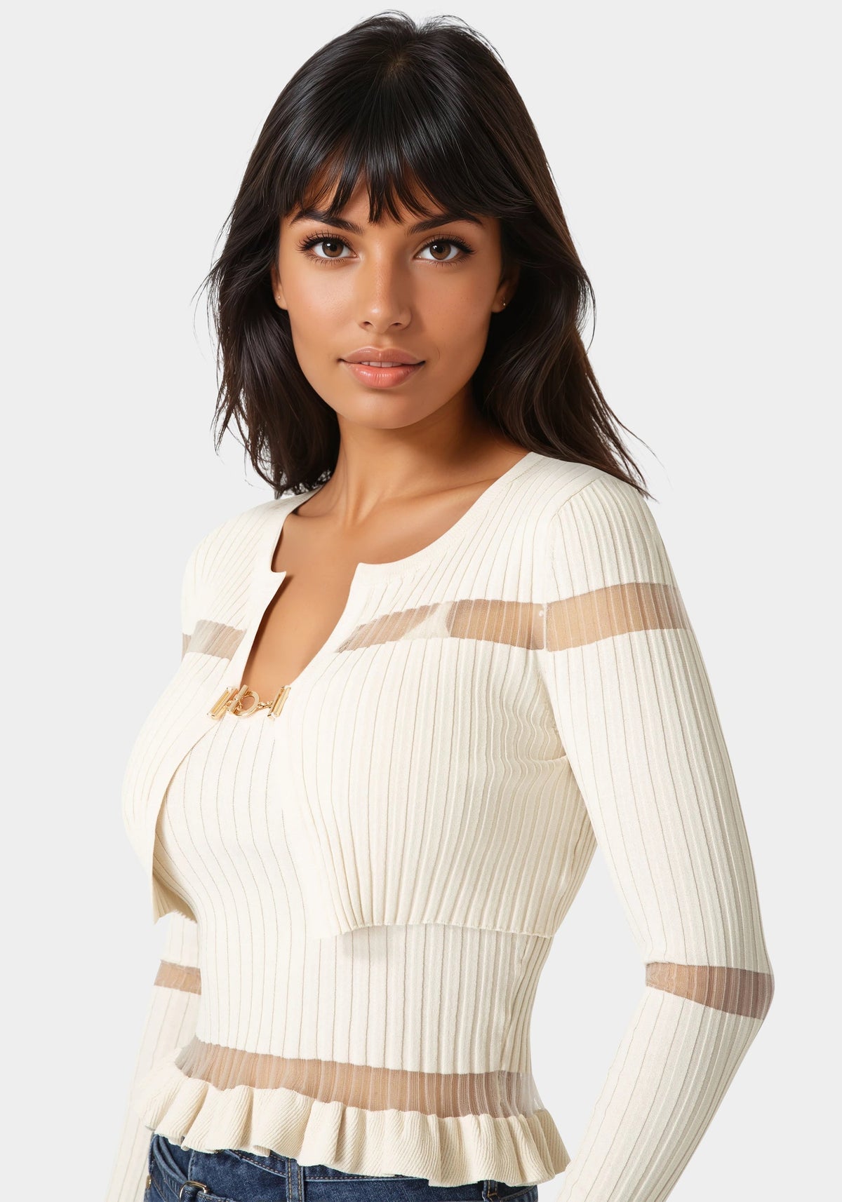 2 Piece Set Knit Top Beige Cloud - bebe