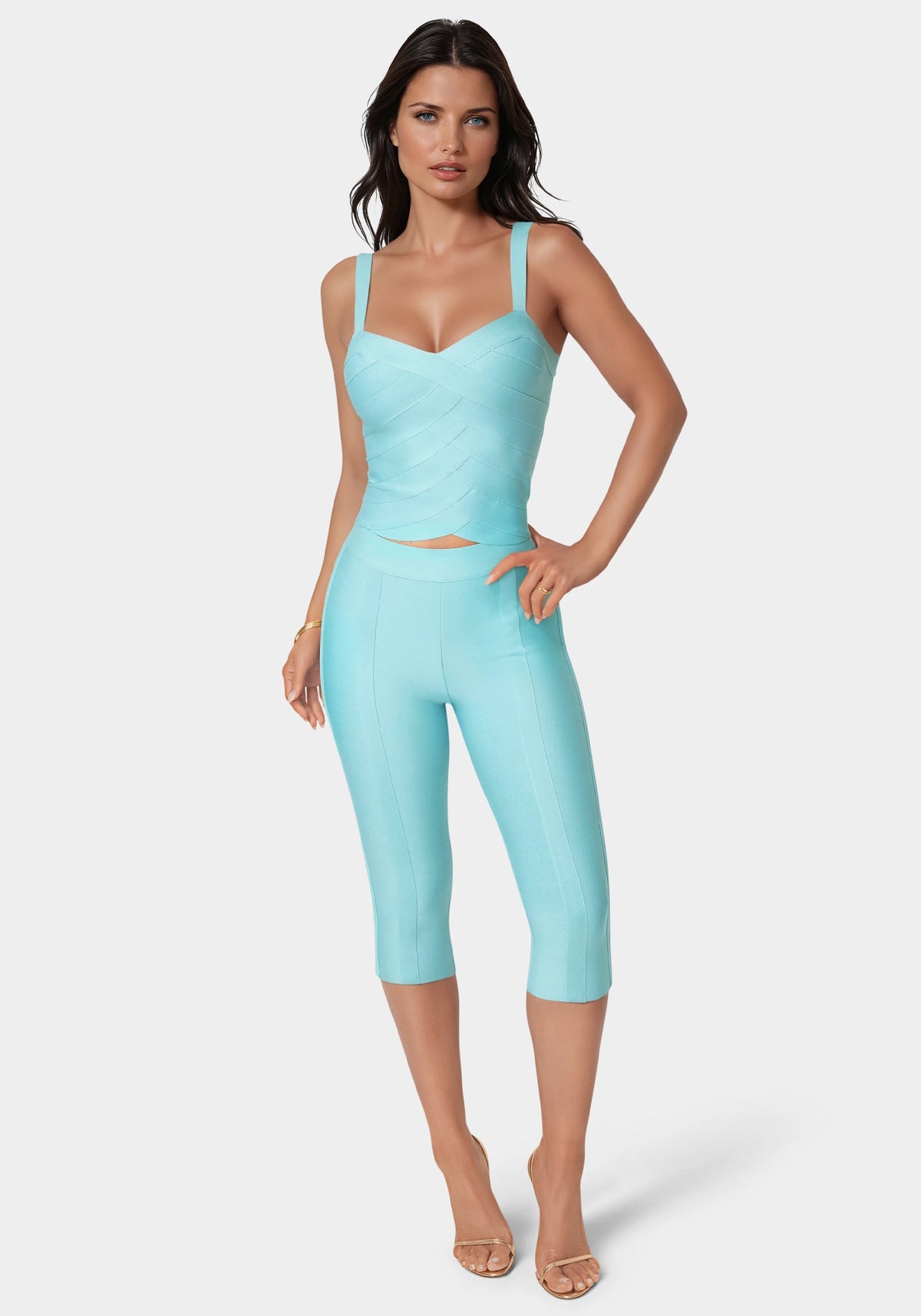 Bandage Fitted Top Marine Blue - bebe