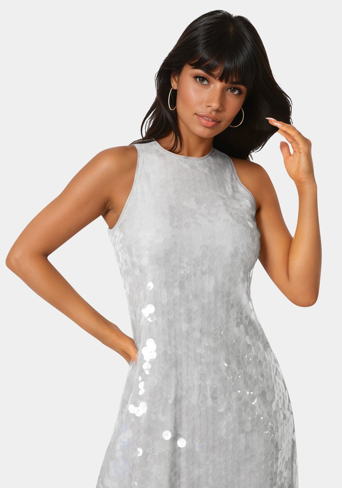 Clear Sequin Dress Silver - bebe