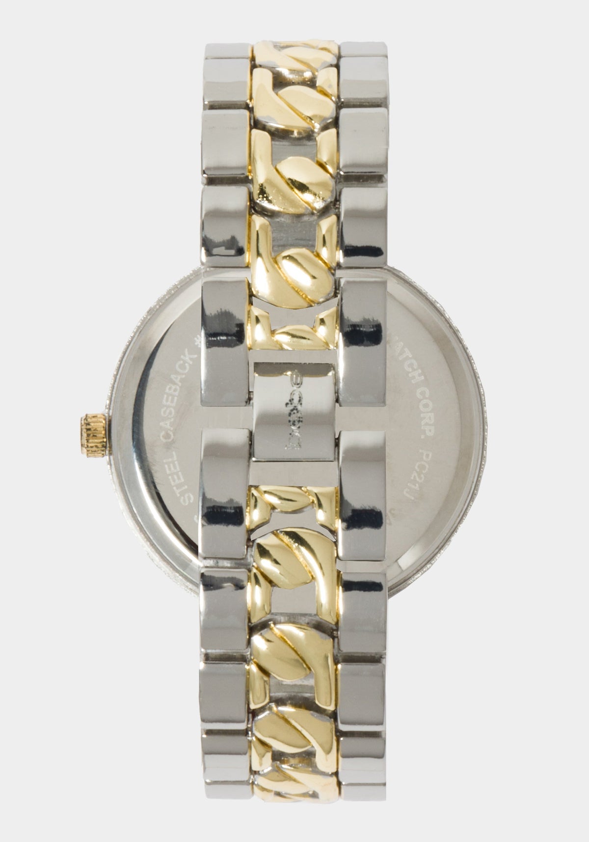 Silver Smooth Dial Smooth Bezel Watch Two-Tone Gold-Silver - bebe