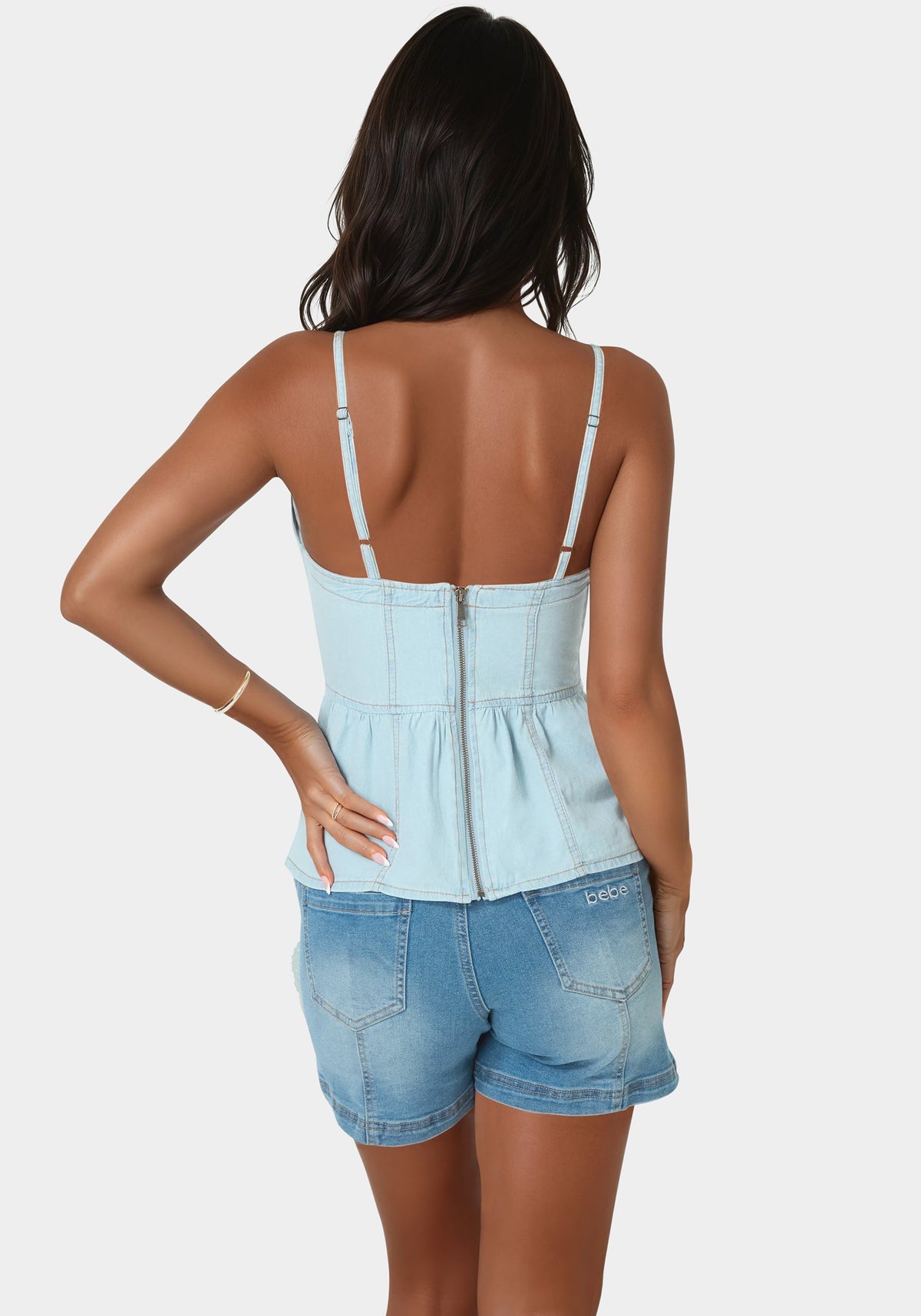 The Peplum Tank Light Wash - bebe