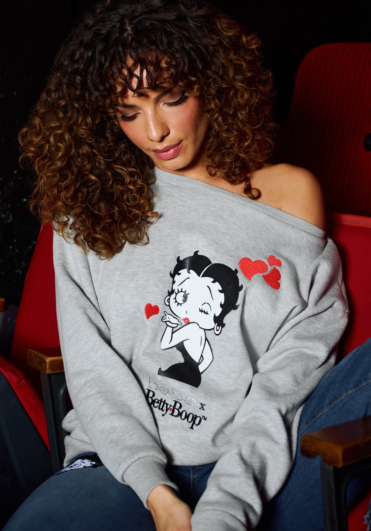 Betty Boop Cozy Pullover H. Grey-Kiss - bebe