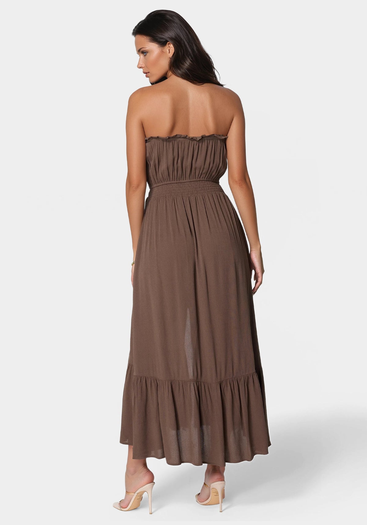 Strapless Maxi Dress Tan - bebe Sand - bebe