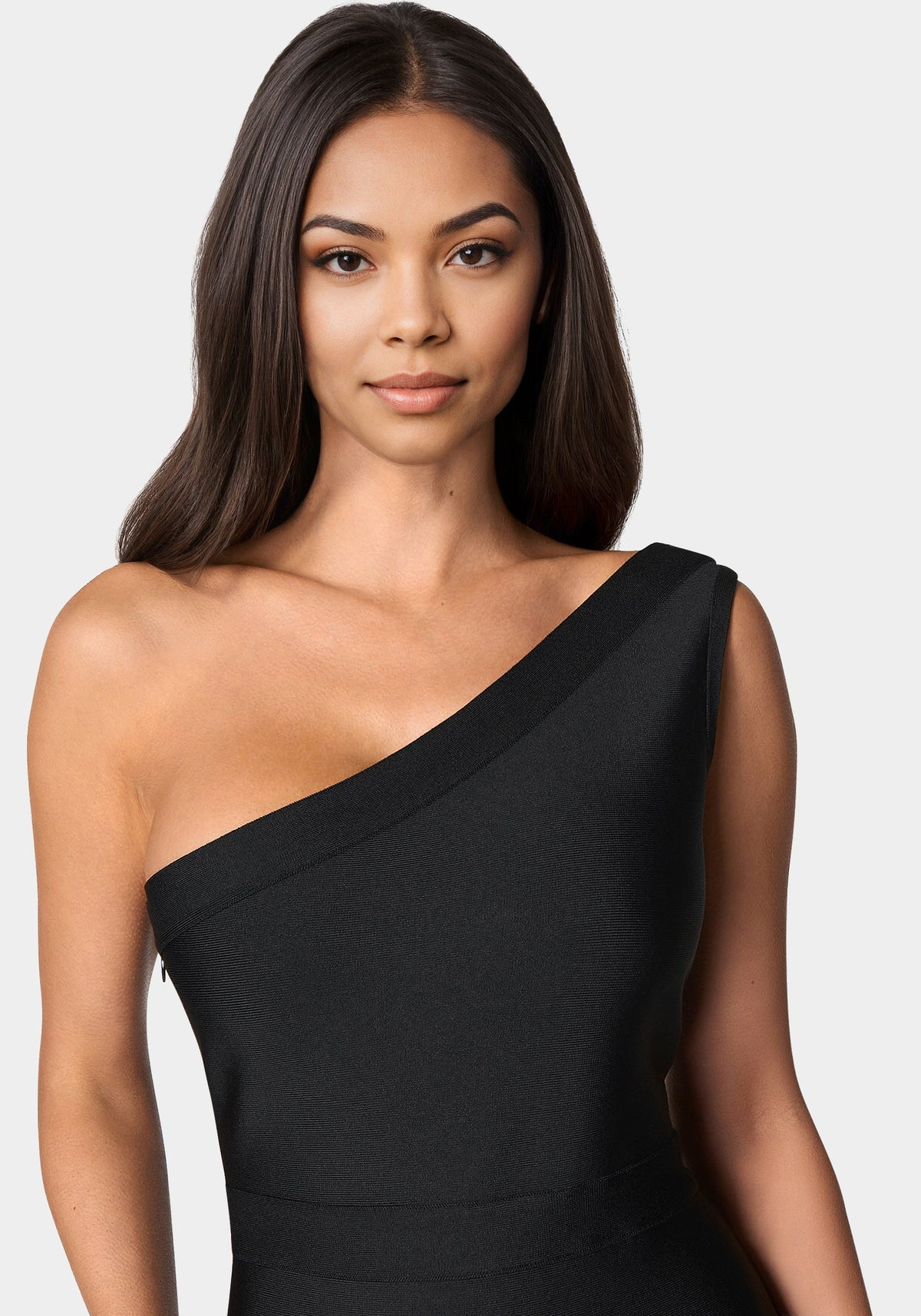 Bandage One Shoulder Dress Black - bebe