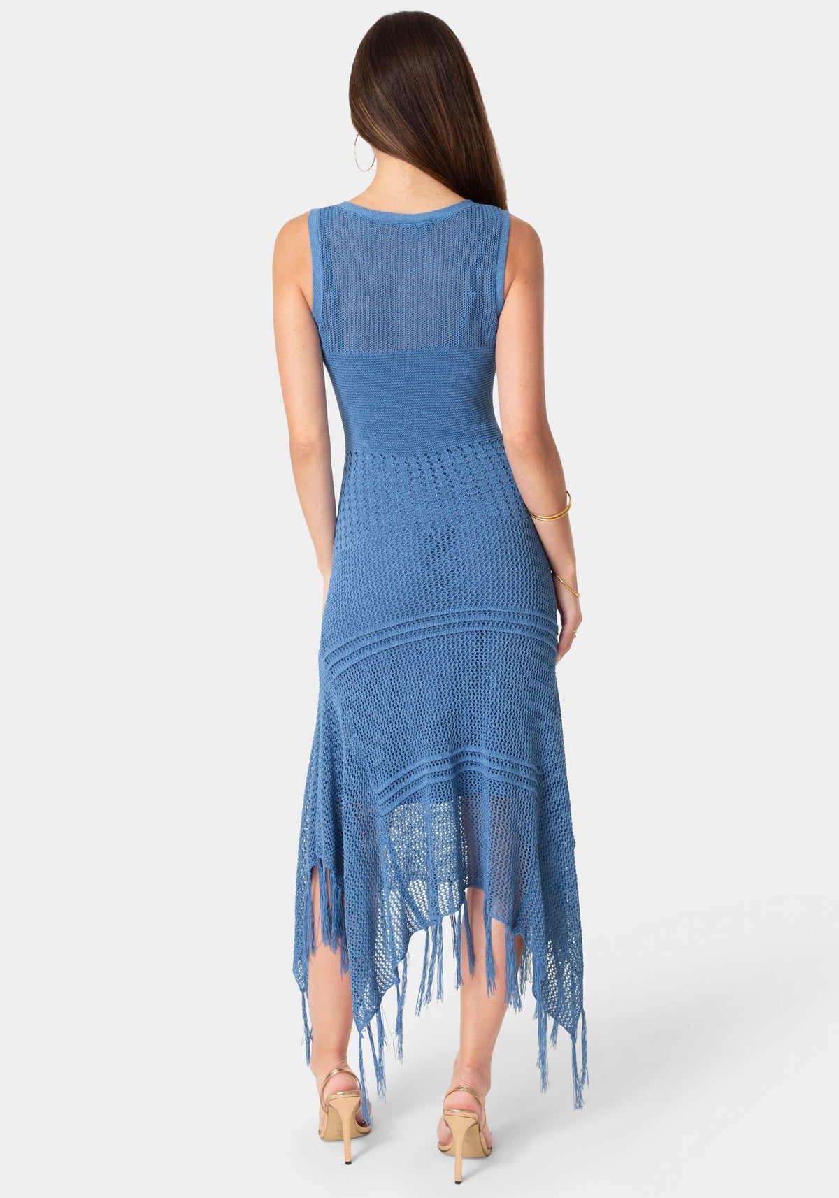 Crochet Tank Sweater Dress Denim - bebe