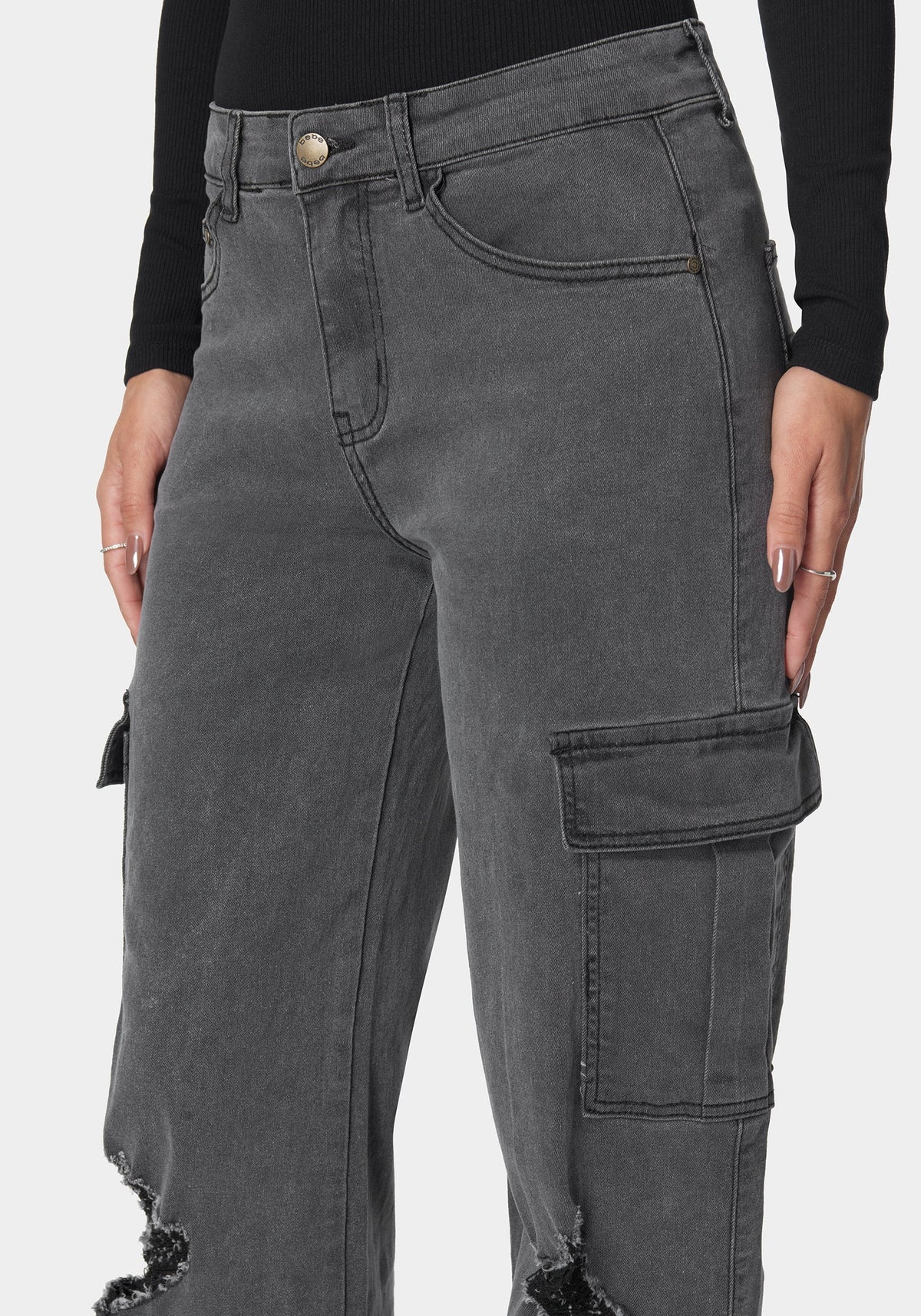 The Wide Leg Jean Grey Wash - bebe