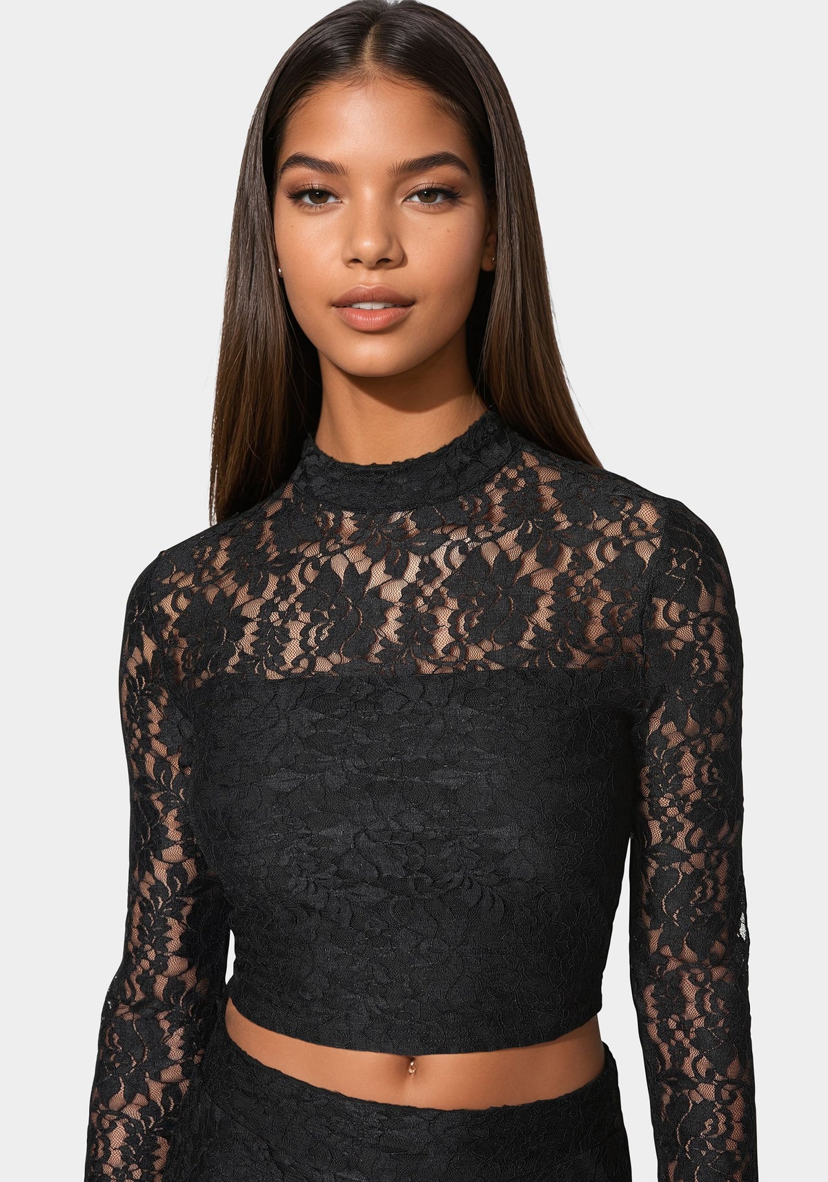 Two Piece Lace Jumpsuit in Black - bebe Black - bebe