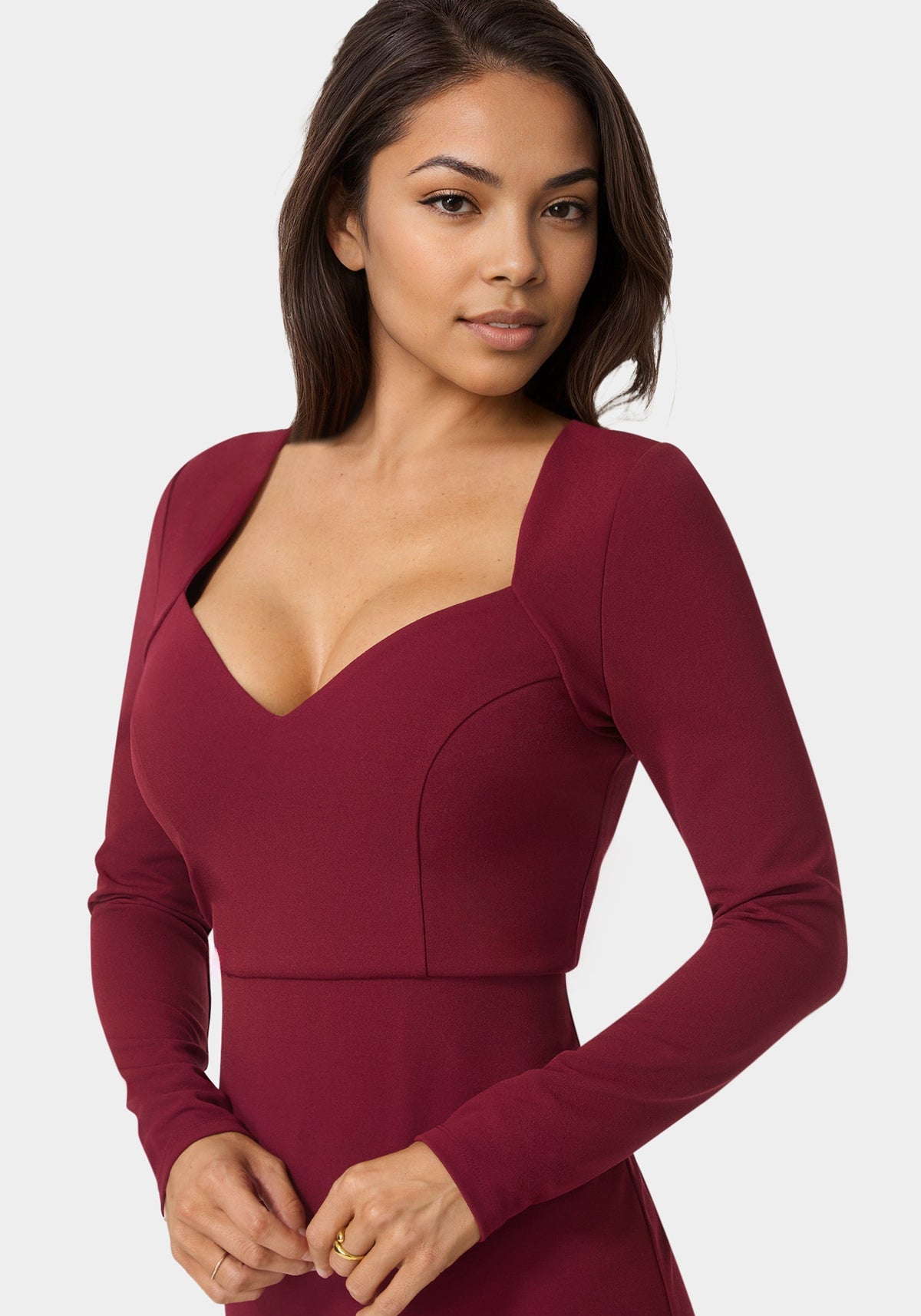 Open Back Ankle Dress Wine - bebe