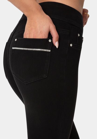 Natural Waist Jegging Black Wash - bebe