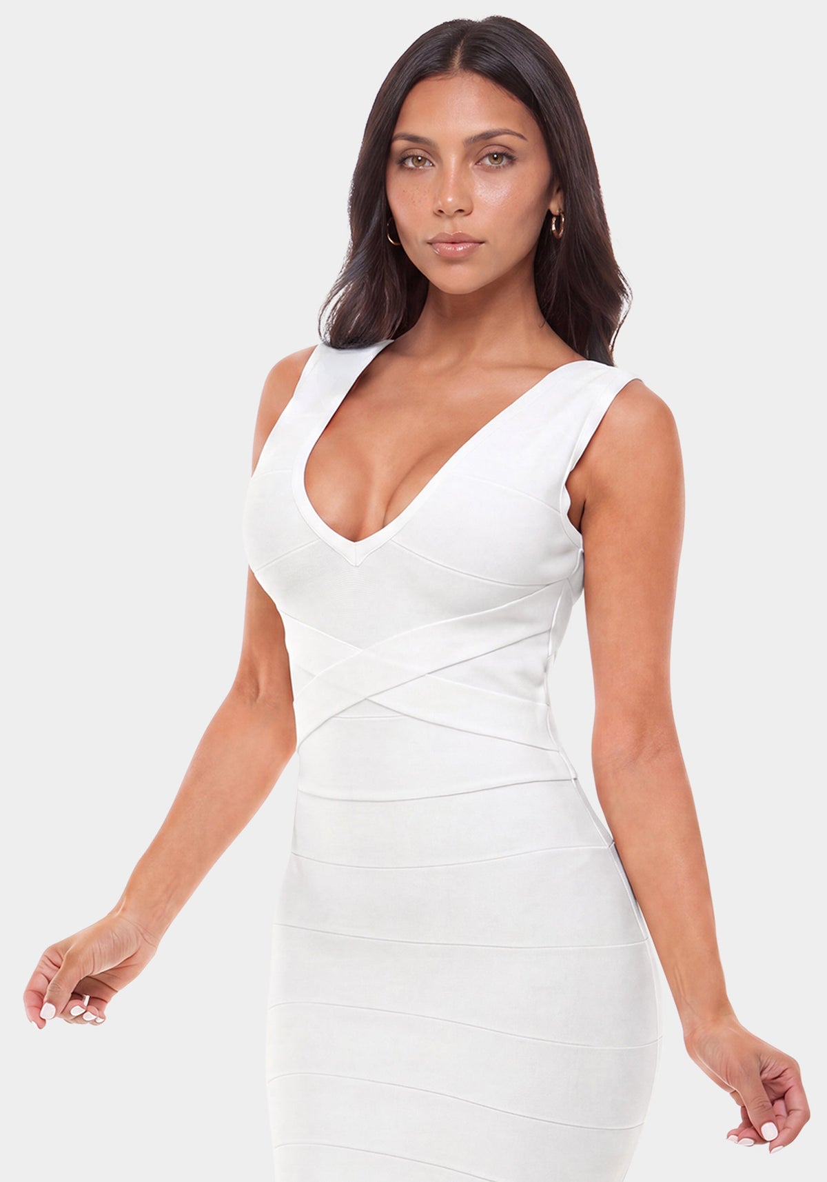 Bandage Midi Dress White - bebe