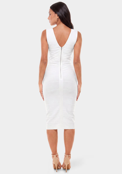 Bandage Midi Dress White - bebe