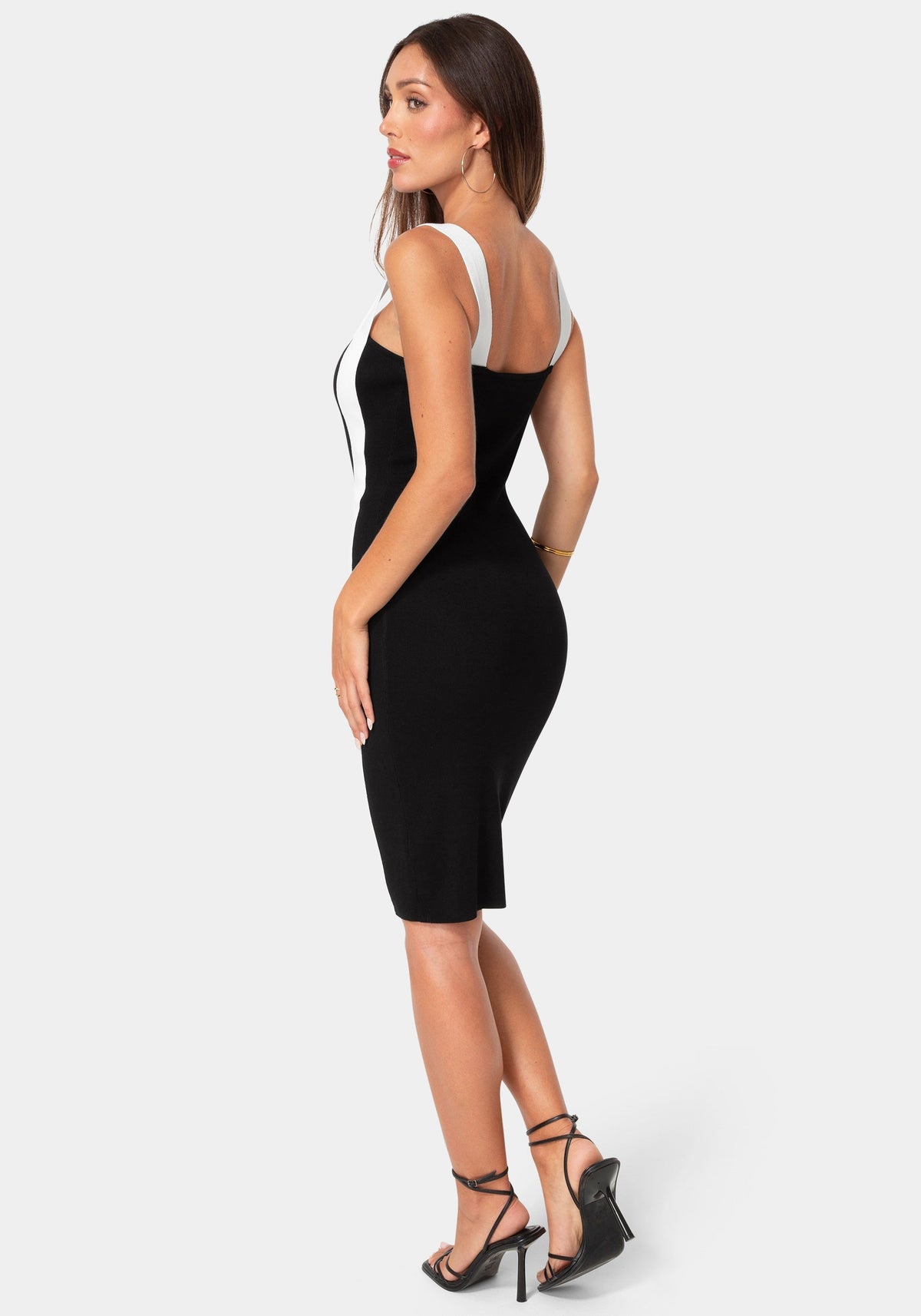 Bodycon Knit Dress Black White - bebe