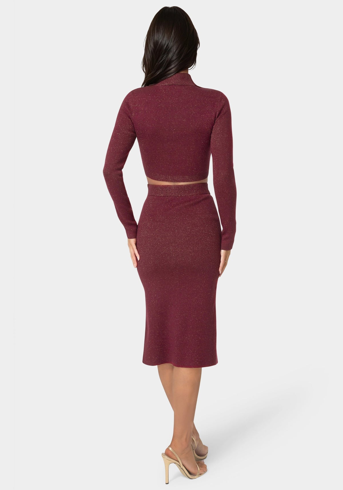Lurex Rib Cropped Kit Set Merlot - bebe