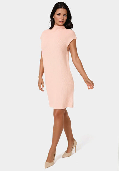 Funnel Neck Sweater Mini Dress Blush - bebe