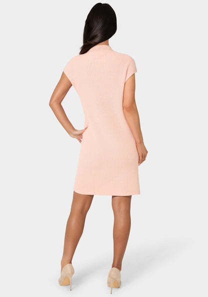 Funnel Neck Sweater Mini Dress Blush - bebe