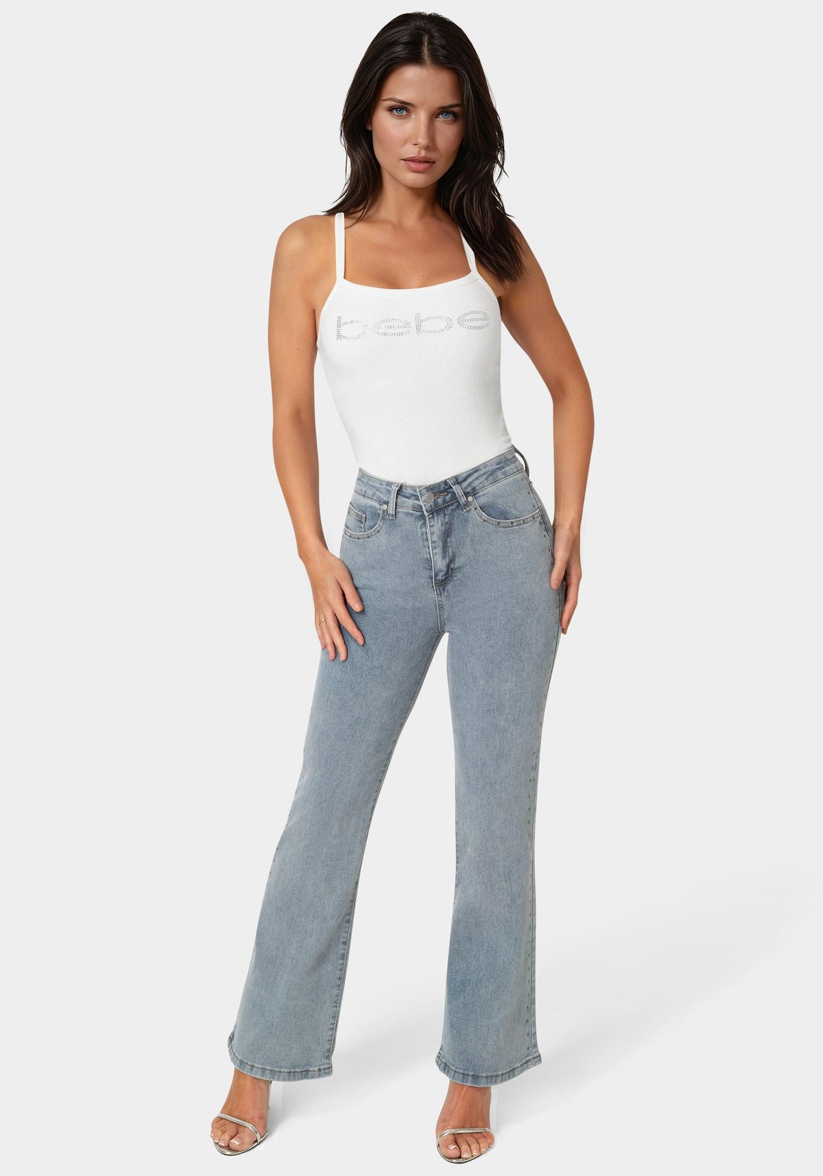 The Studded Jean Light Acid Wash - bebe