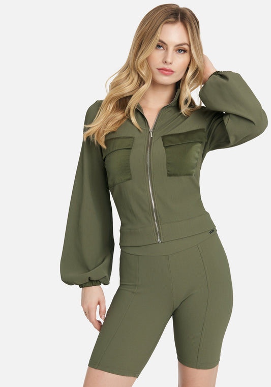 Ottoman Rib Biker Short Moss Gray - bebe
