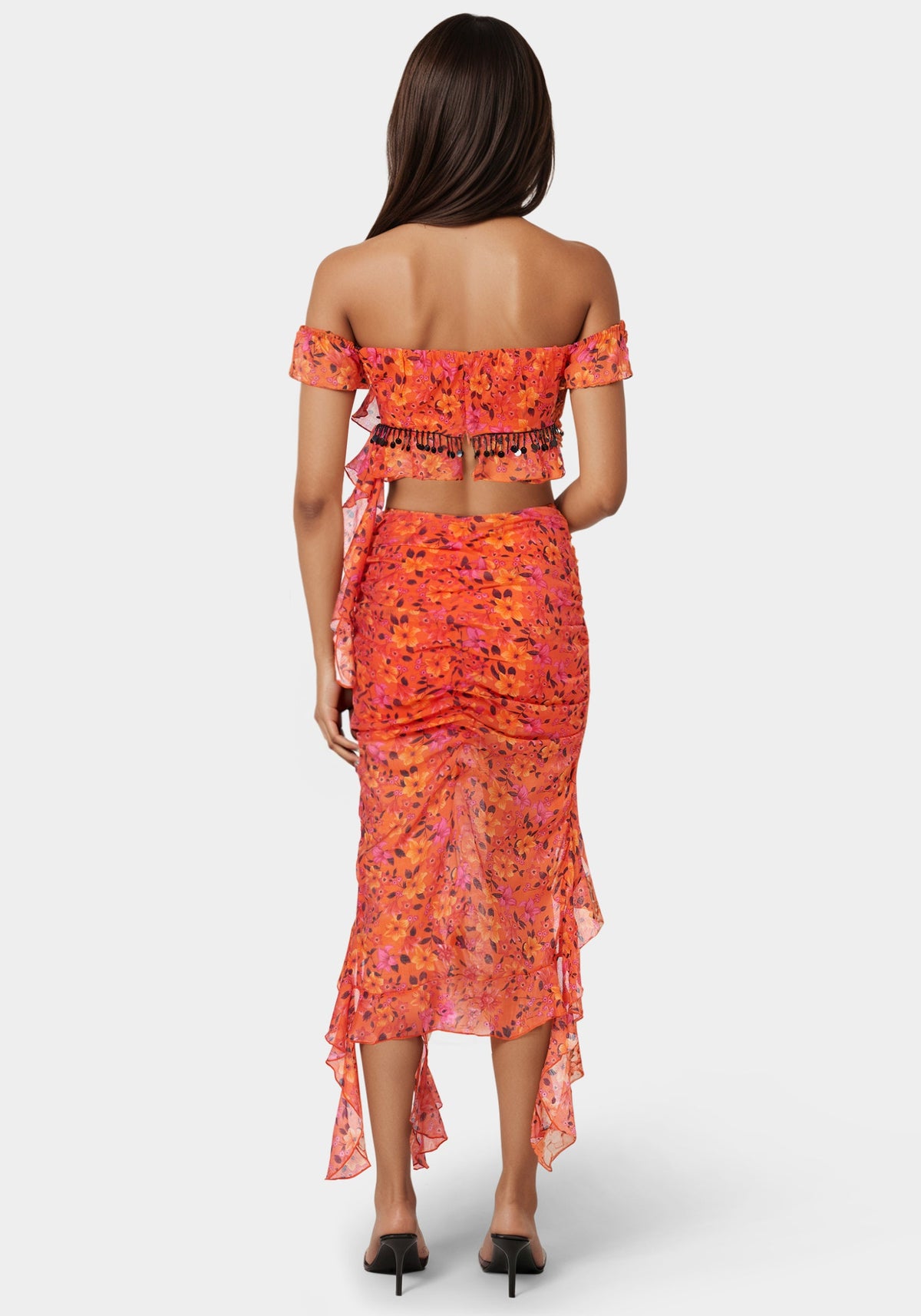 Ruffle Fringe Skirt Vibrant Desert Flowers - bebe