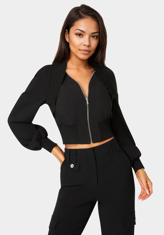 Bolero Illusion Slim Jacket Black - bebe